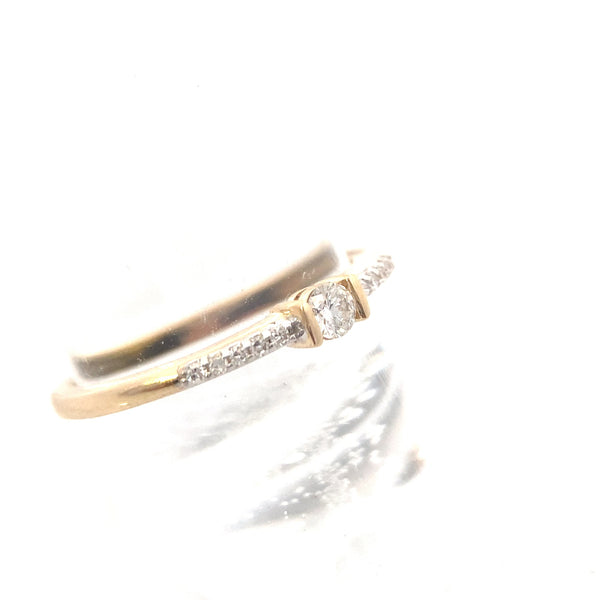 14K Yellow Gold 1/5CT. Accented Diamond Bar Ring