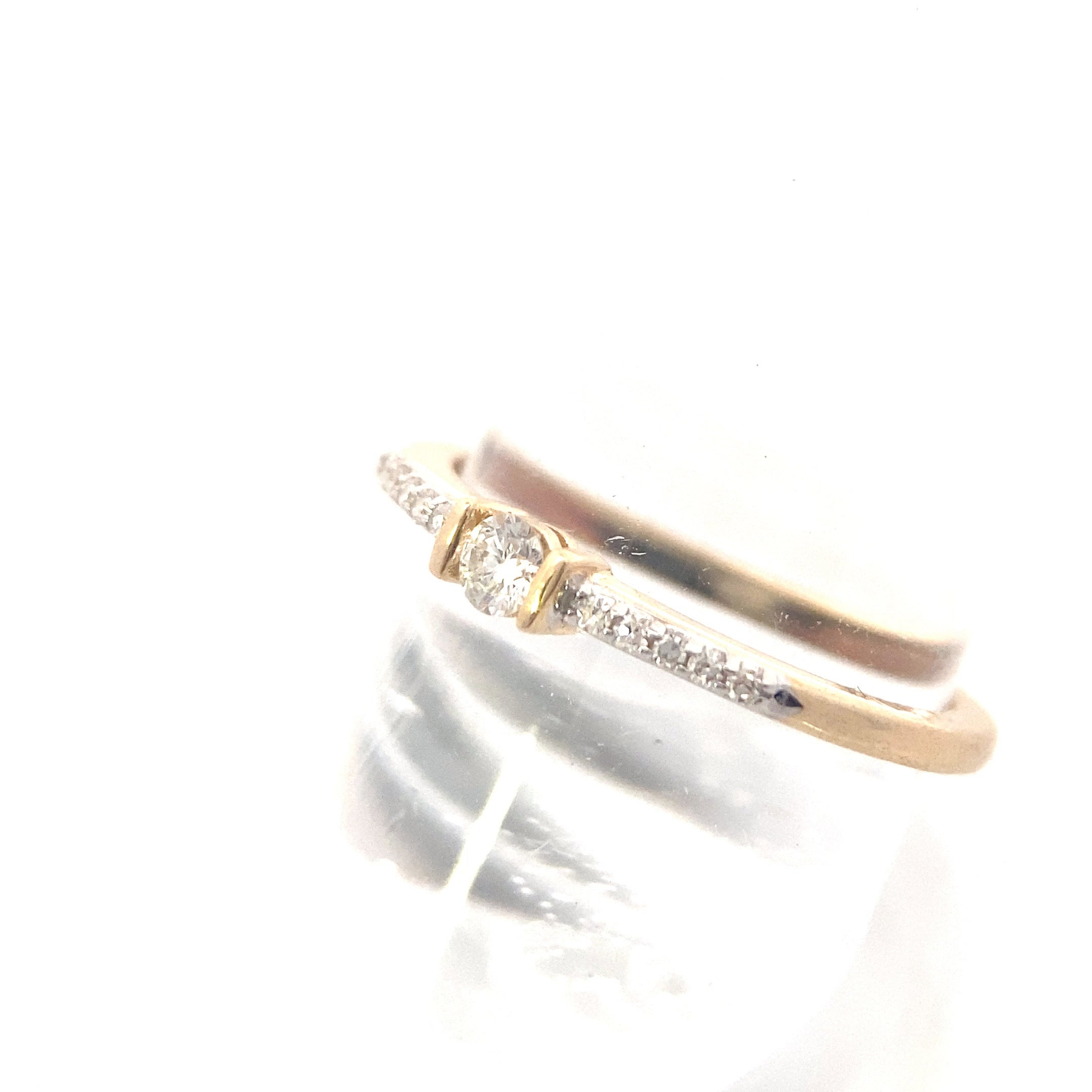 14K Yellow Gold 1/5CT. Accented Diamond Bar Ring