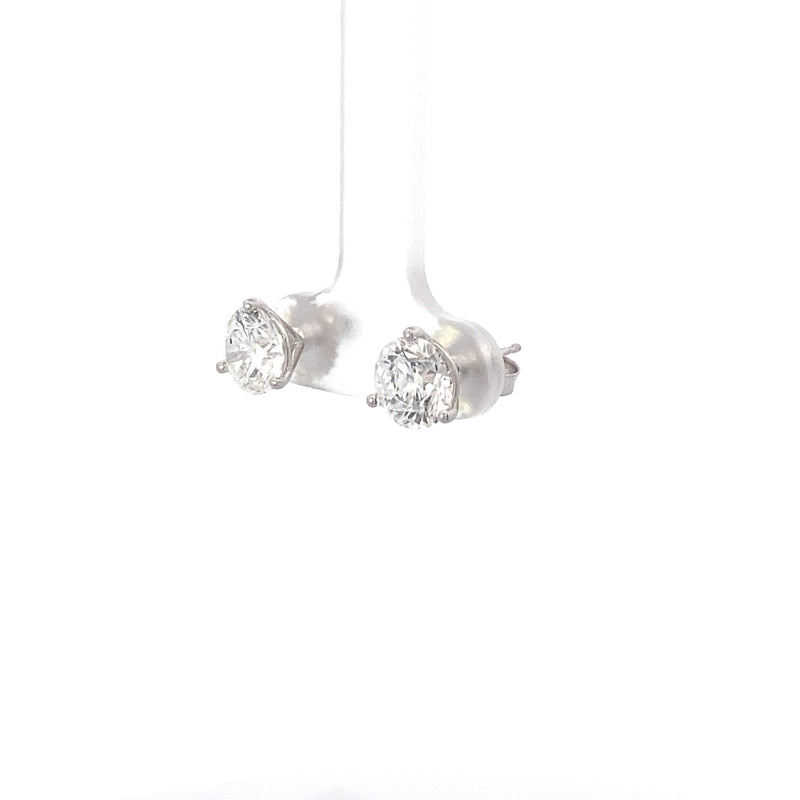 14K White Gold 3CT. Lab-Grown Martini Set Diamond Studs