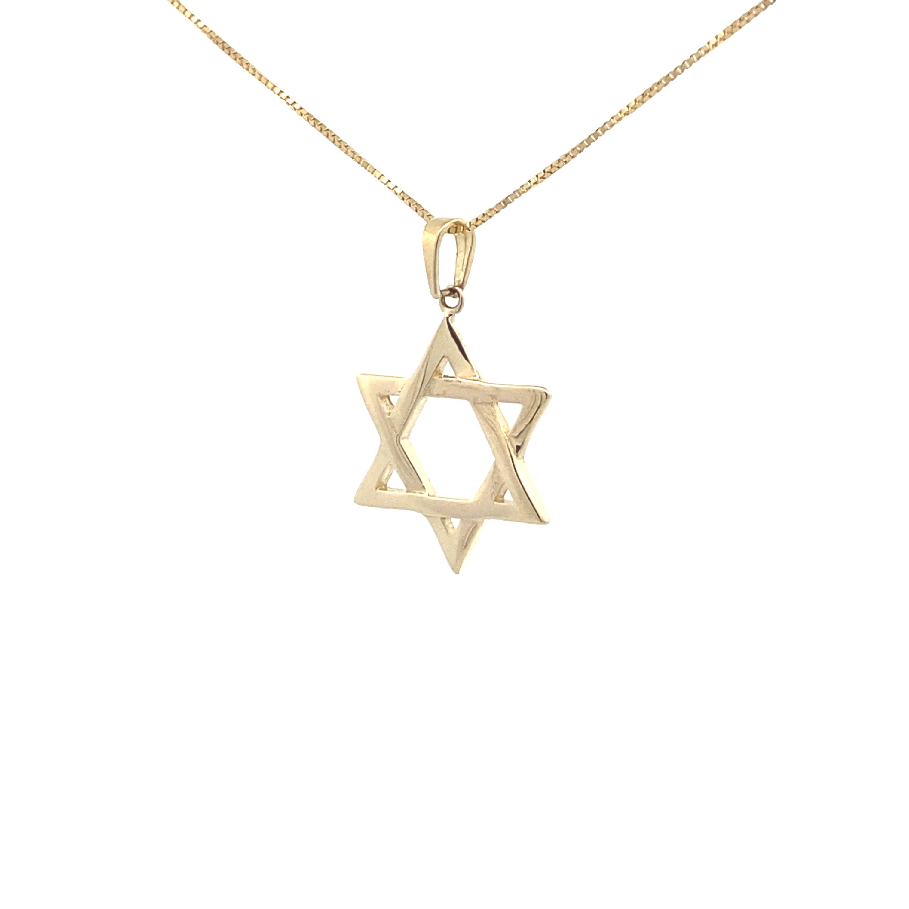10K Yellow Gold Star of David Pendant Necklace