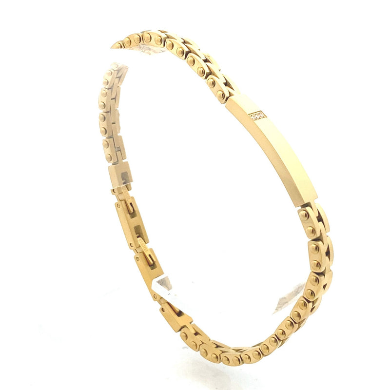 INOX 18K Yellow Gold-Plated & Lab Grown Diamond Trim Tennis Bracelet