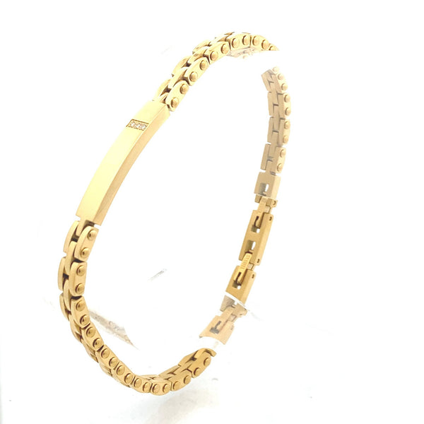 INOX 18K Yellow Gold-Plated & Lab Grown Diamond Trim Tennis Bracelet
