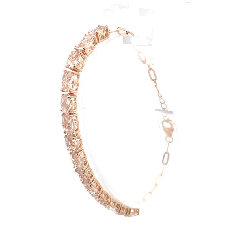 Rose Gold-Plated Sterling Silver 11CT. Morganite Bracelet