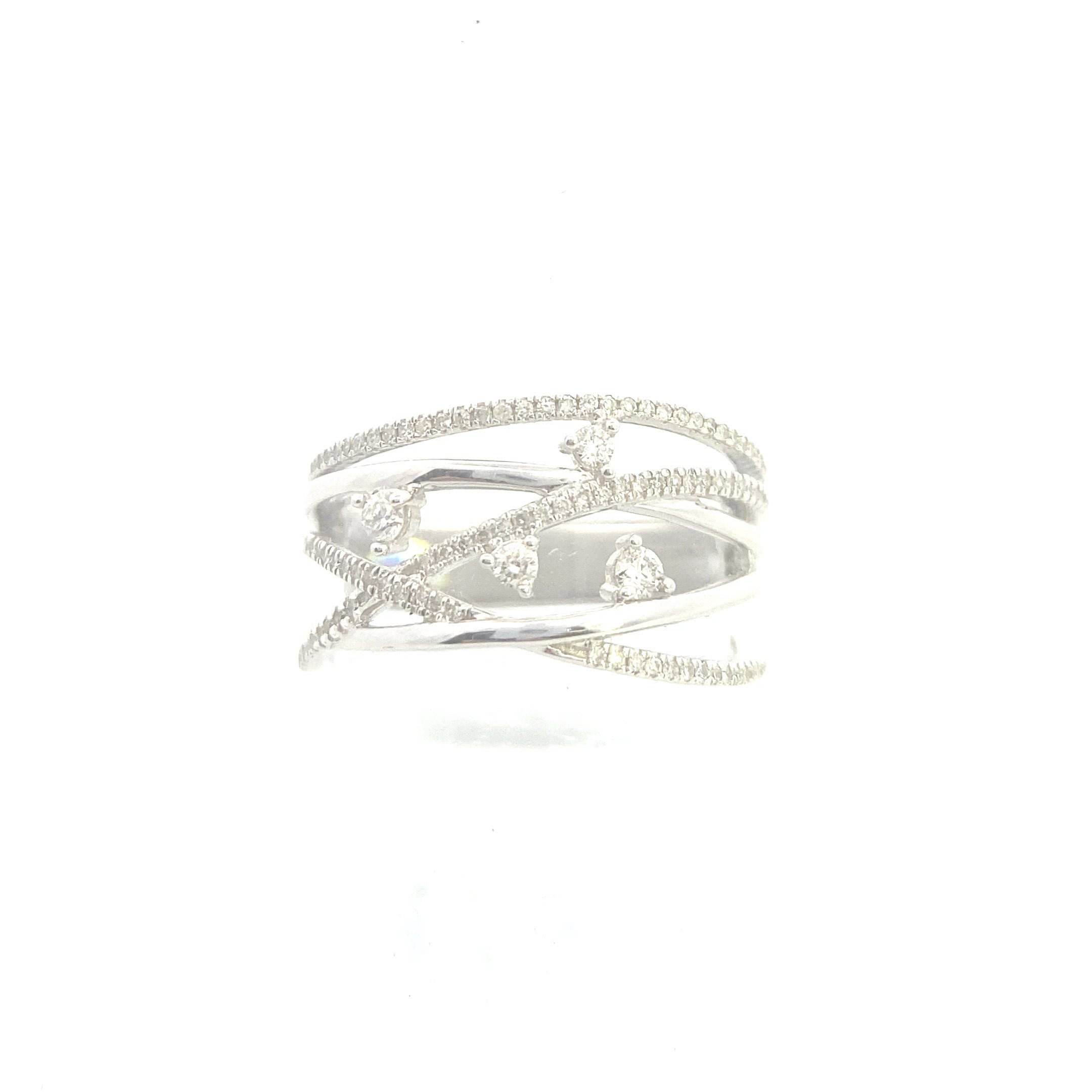 10K White Gold 1/3CT. Diamond "Tangled" Crossover Ring