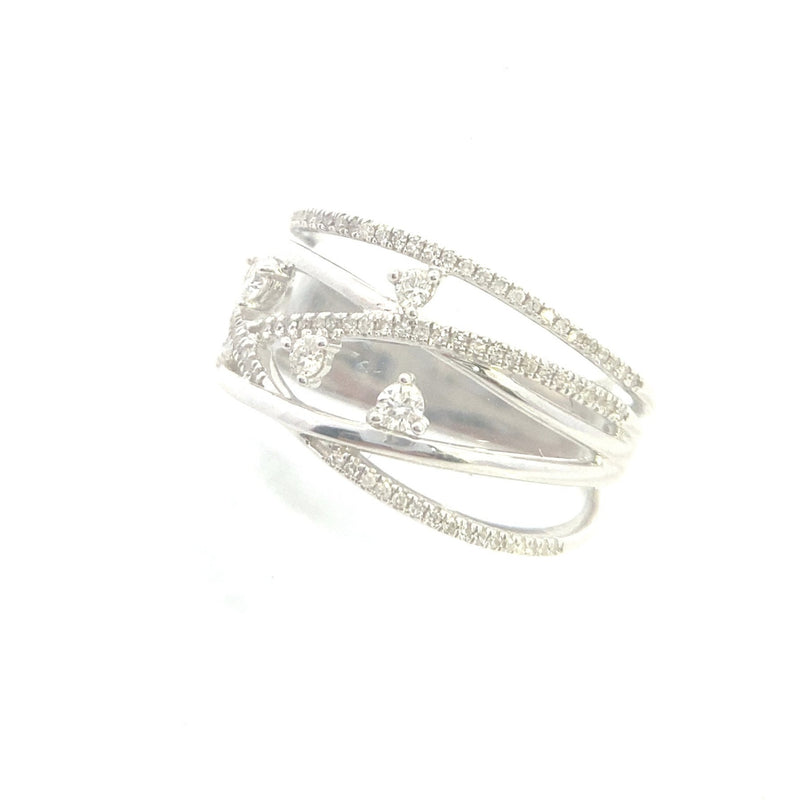 10K White Gold 1/3CT. Diamond "Tangled" Crossover Ring