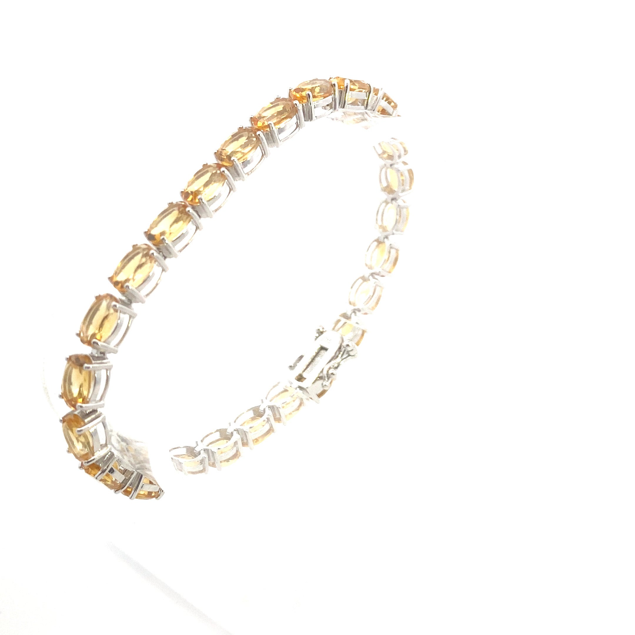 Sterling Silver 14CT. Oval-Cut Citrine Tennis Bracelet