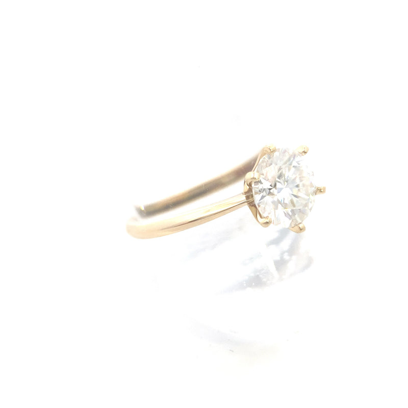 14K Yellow Gold 2CT. Brilliant-Cut Moissanite Engagement Ring