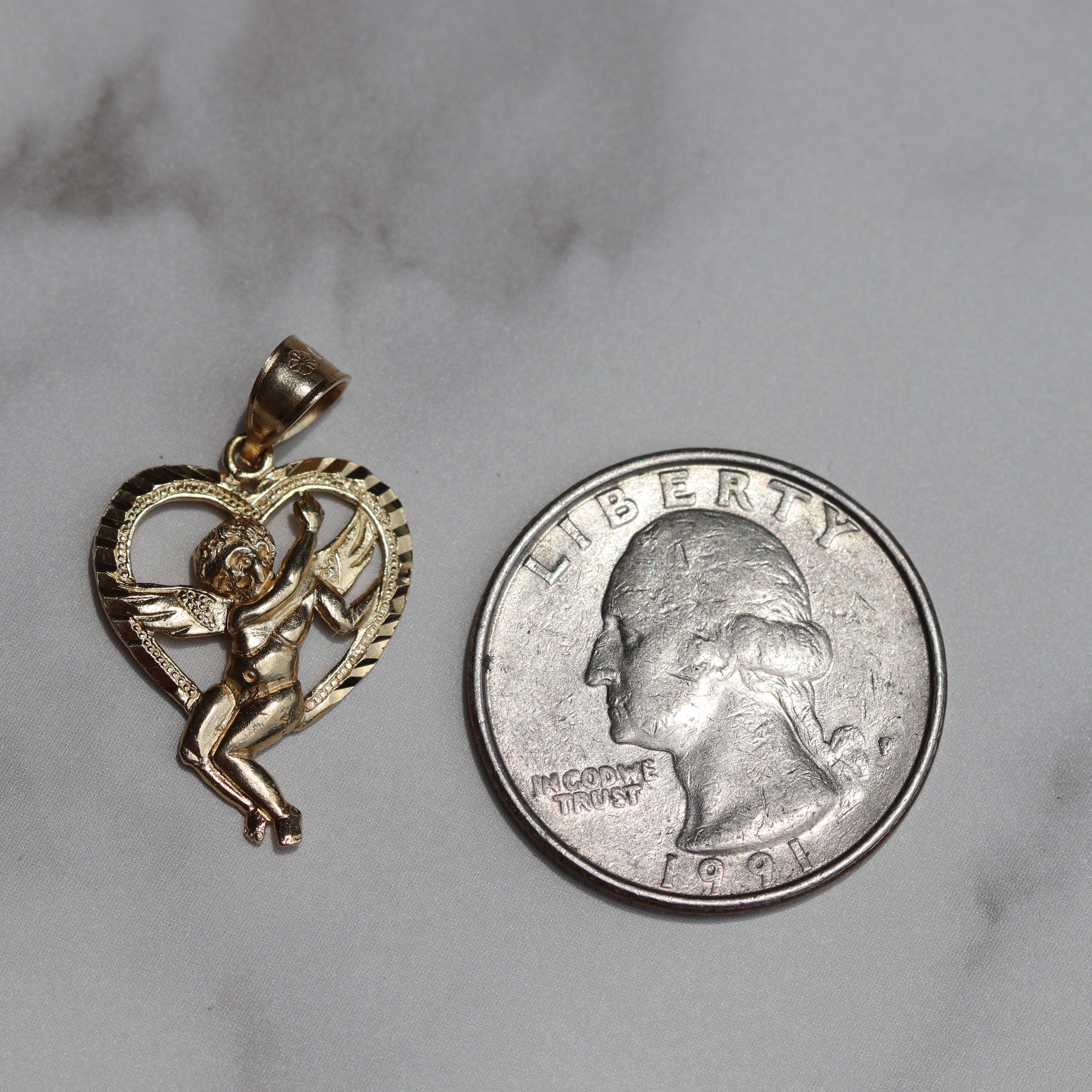 Estate Collection: 14K Yellow Gold Angel Heart Pendant