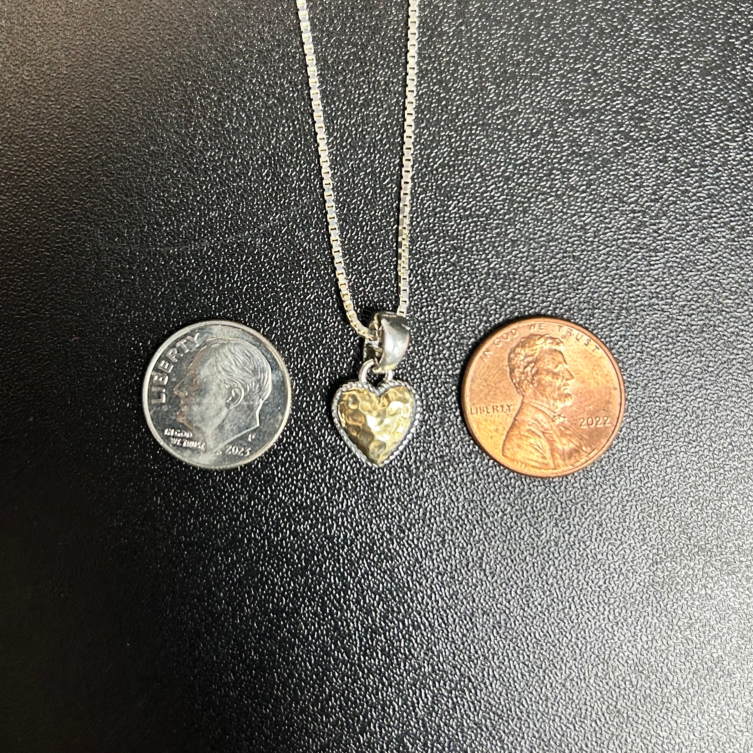 Samuel B. Sterling Silver and 18K Yellow Gold Plated Hammered Heart Pendant Necklace with 18" Box Chain