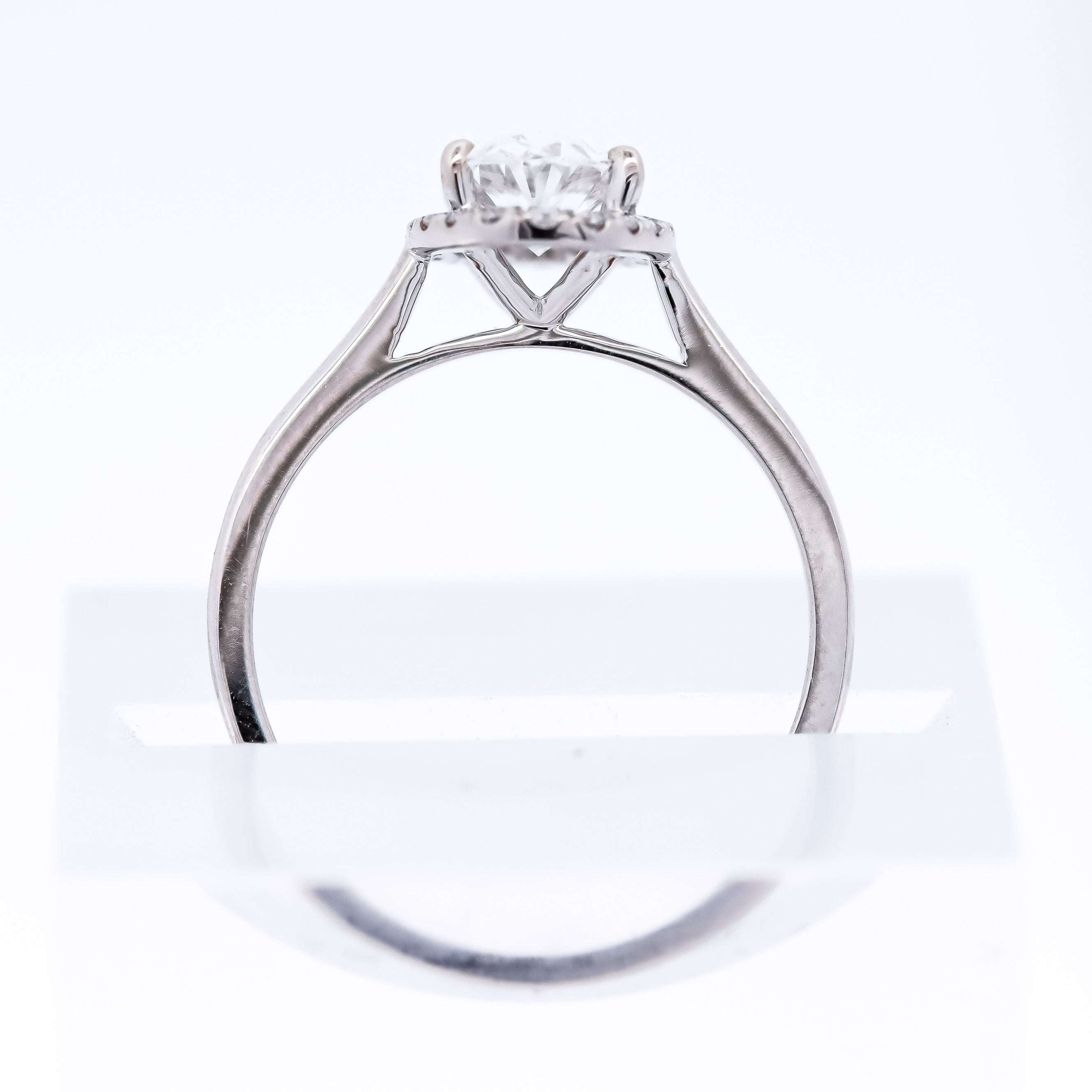 14K White Gold 1CT. Oval Lab-Grown Diamond Cathedral Halo Engagement Ring