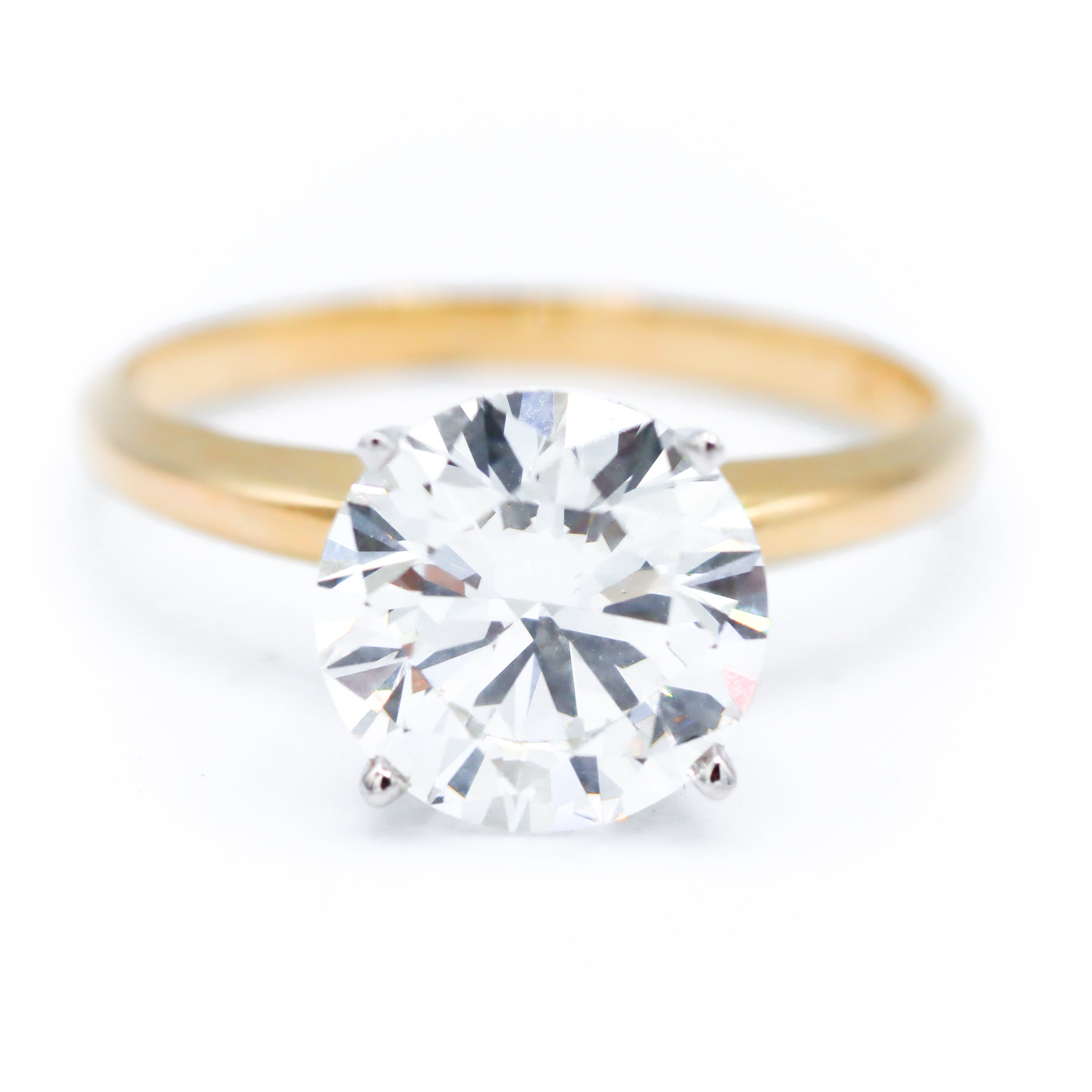 14K Yellow Gold 2-7/8CT. Round Lab-Grown Diamond Solitaire Ring