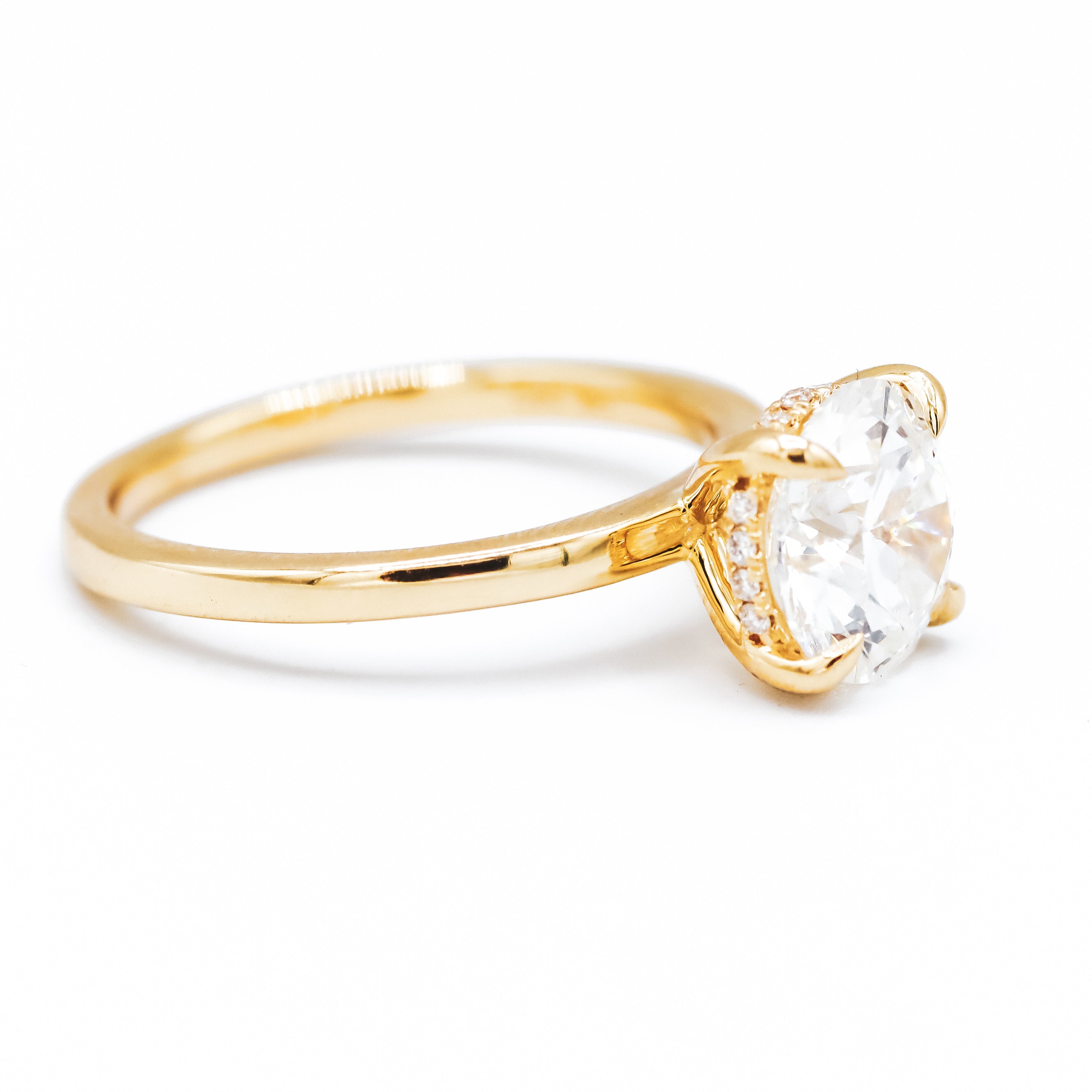 Certified 14k Yellow Gold 2.00CT. Round  Lab Grown Engagement Ring