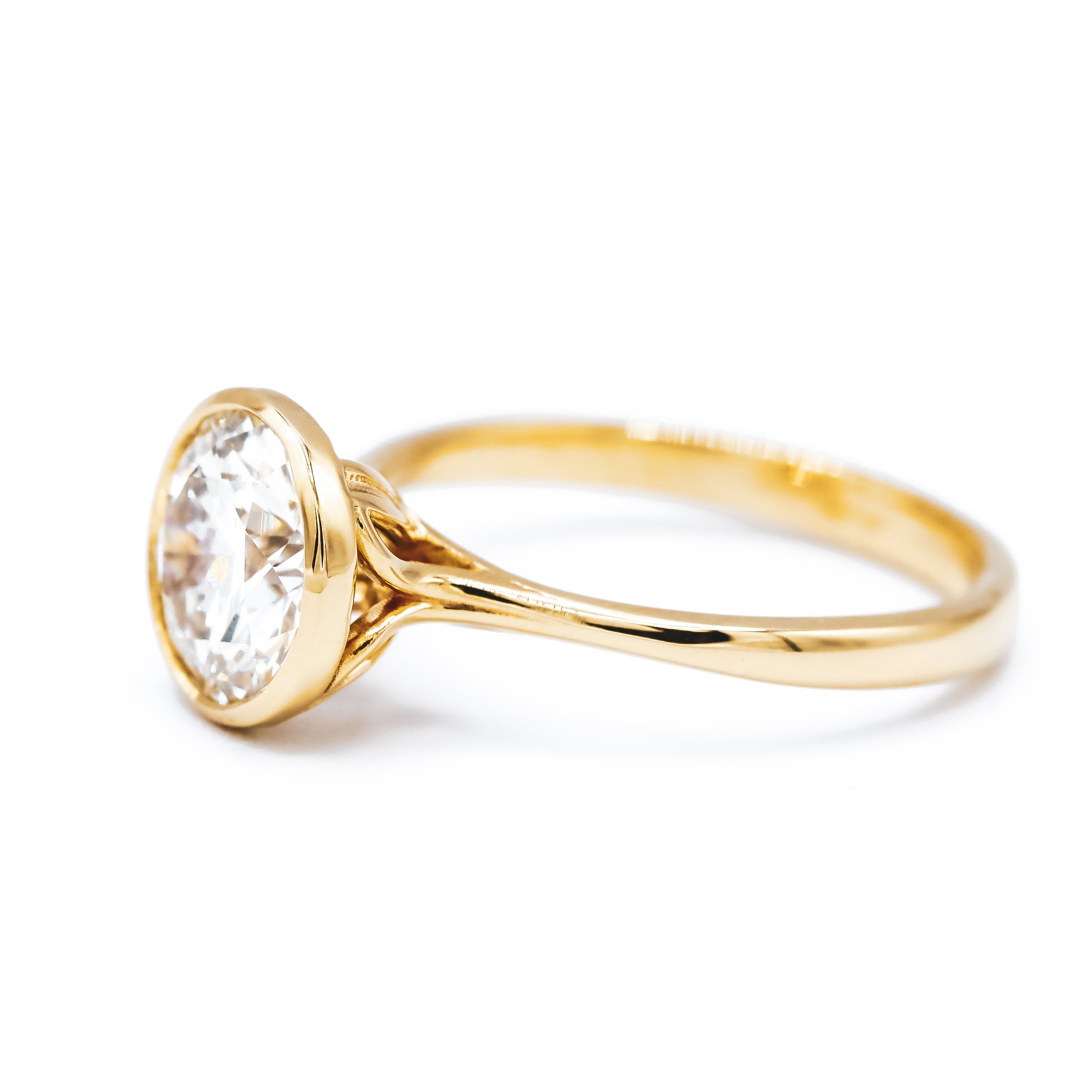 14K Yellow Gold 2CT. Round Bezel-Set Lab-Grown Diamond Engagement Ring