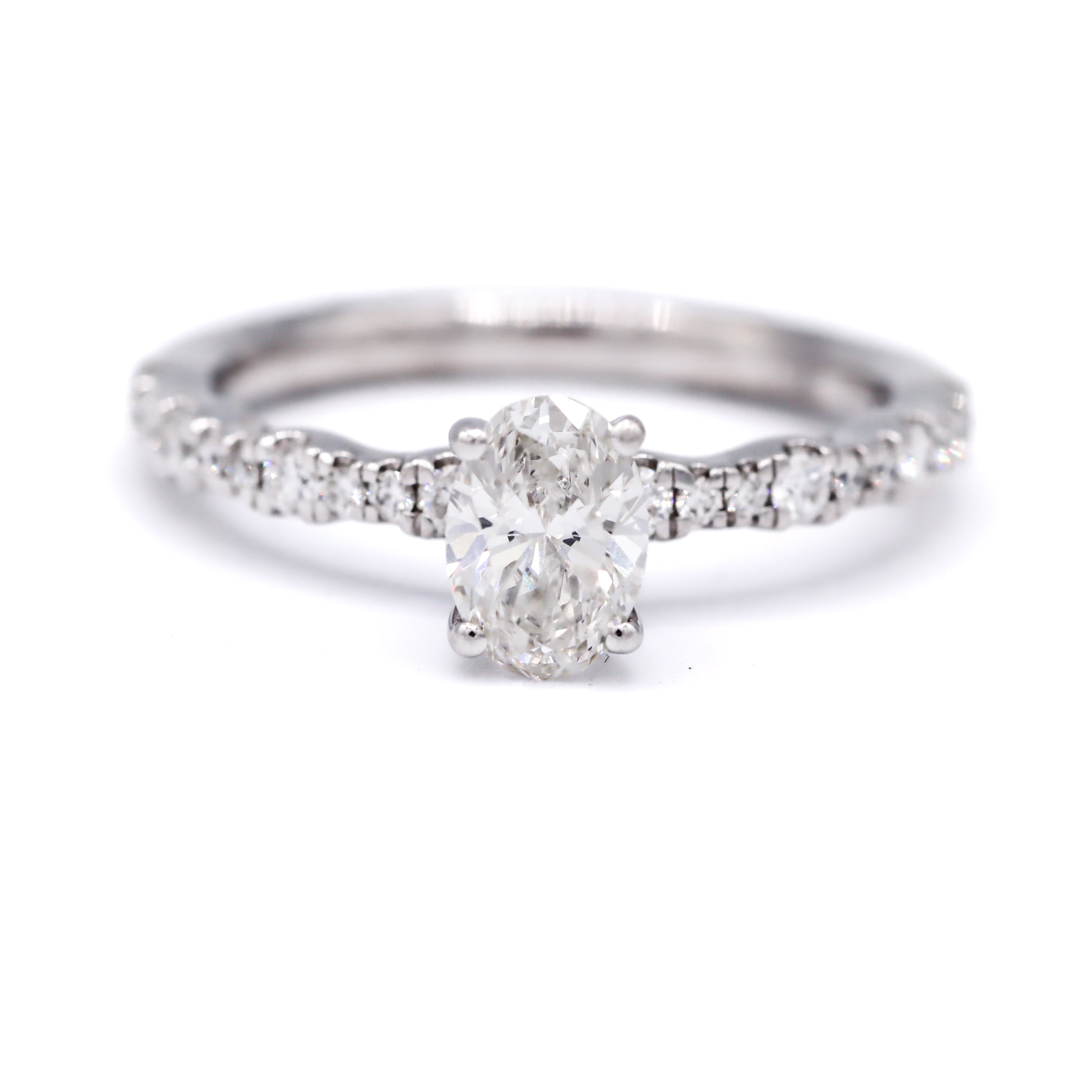 14K White Gold 3/4CT. Oval Lab-Grown Diamond Engagement Ring