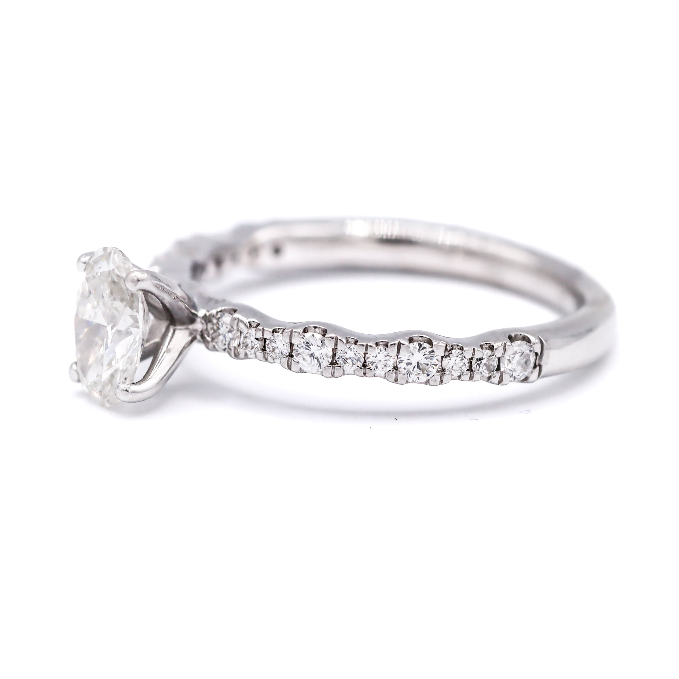 14K White Gold 3/4CT. Oval Lab-Grown Diamond Engagement Ring