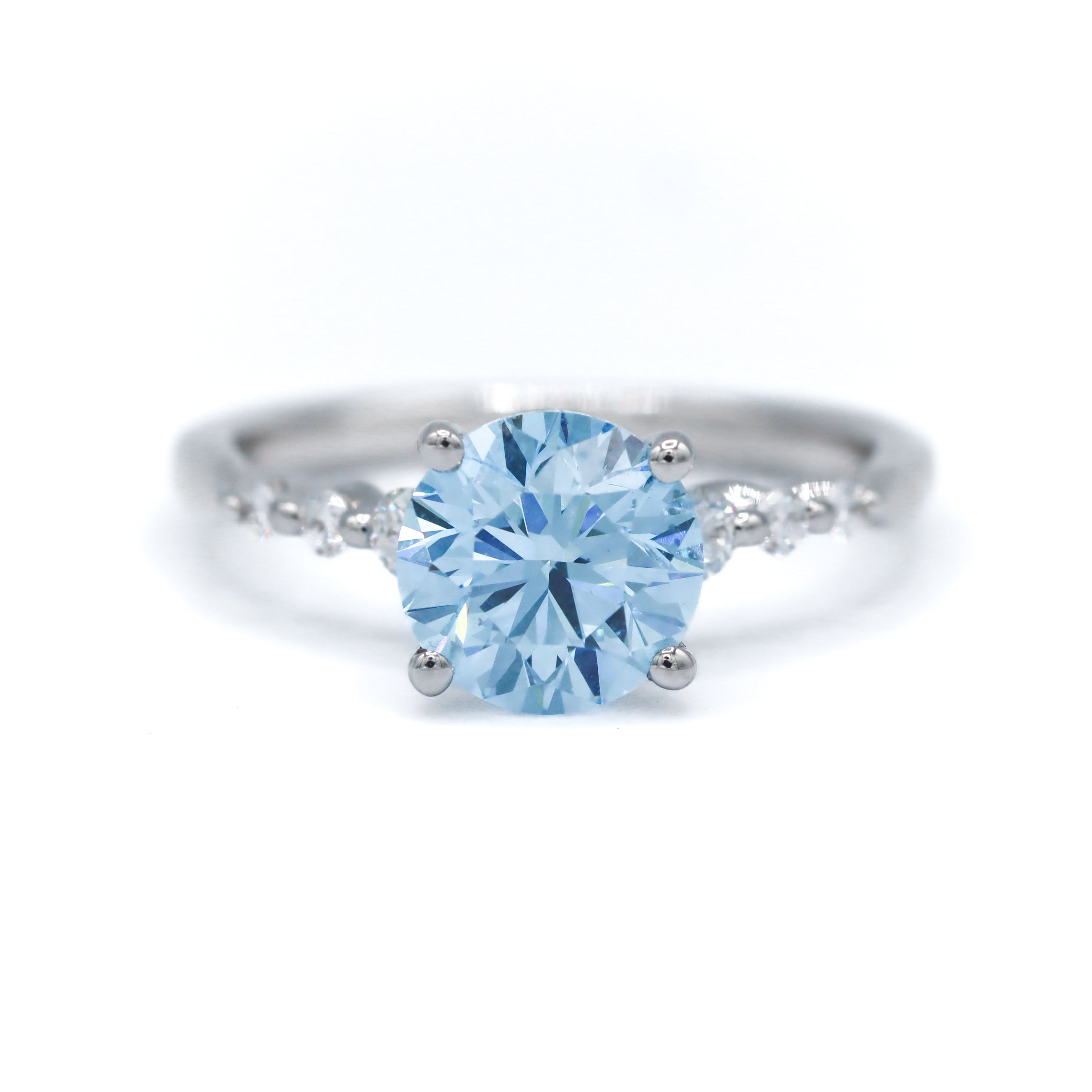 14K White Gold 2.15ct Blue Lab-grown Diamond Engagement Ring