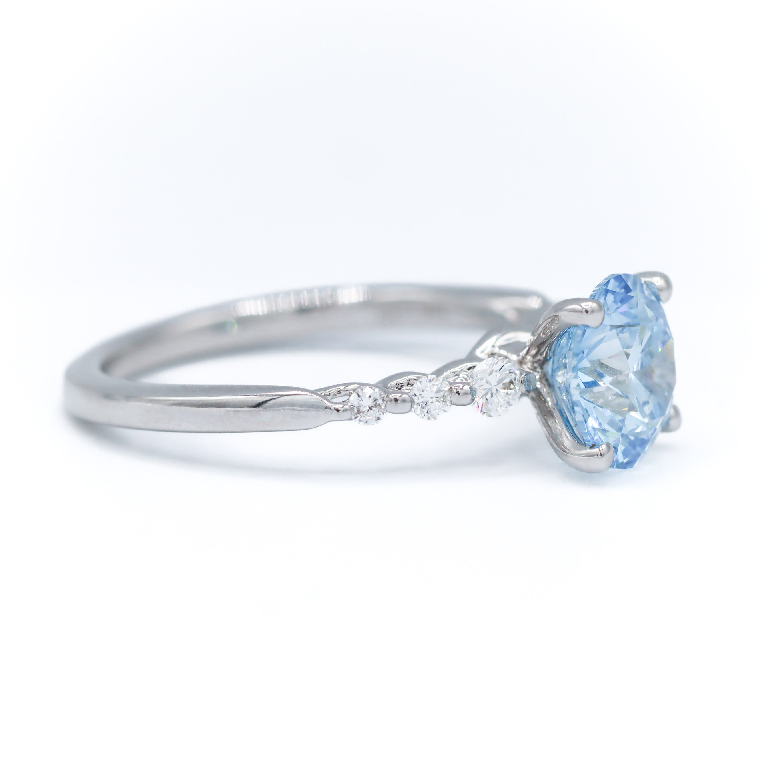 14K White Gold 2.15ct Blue Lab-grown Diamond Engagement Ring