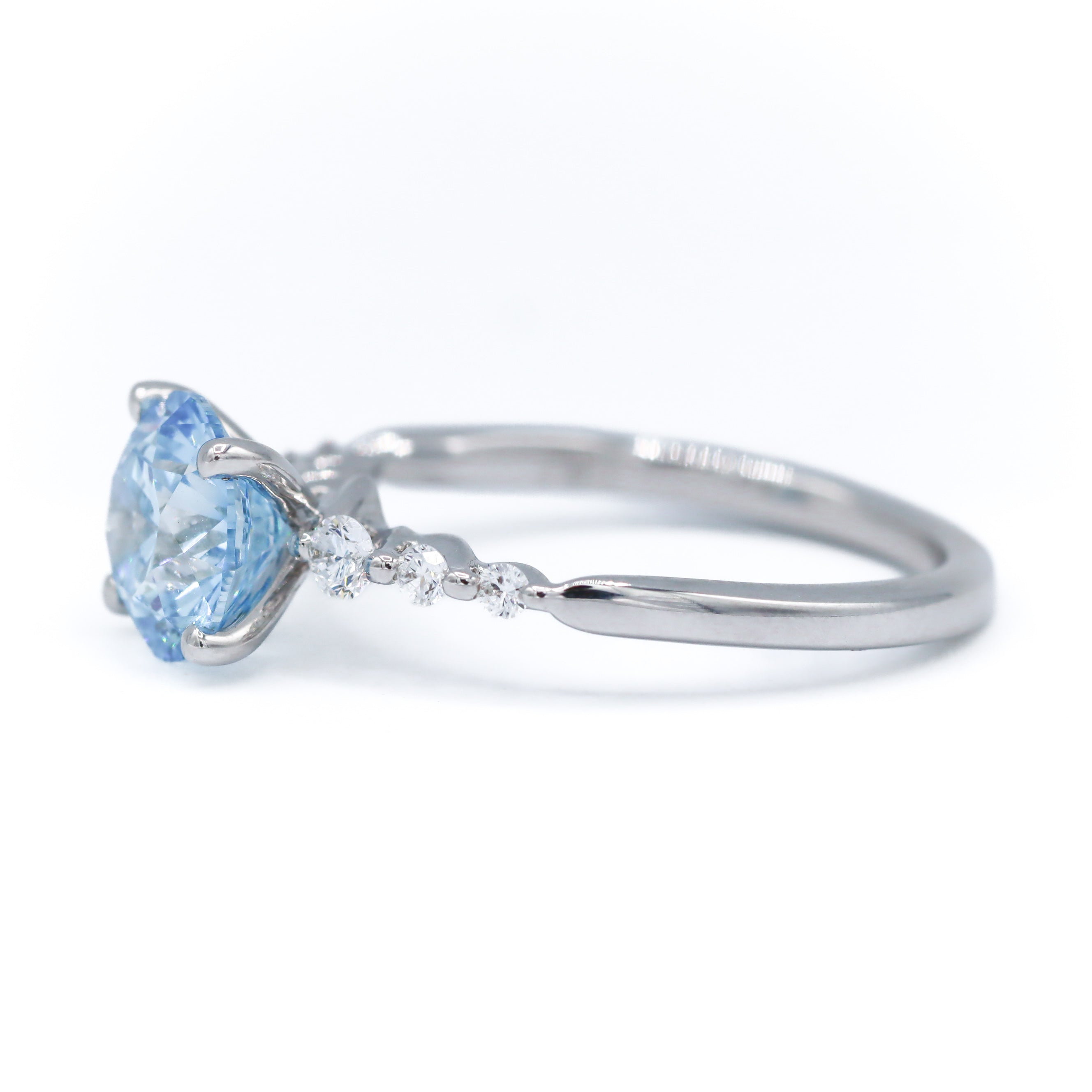 14K White Gold 2.15ct Blue Lab-grown Diamond Engagement Ring