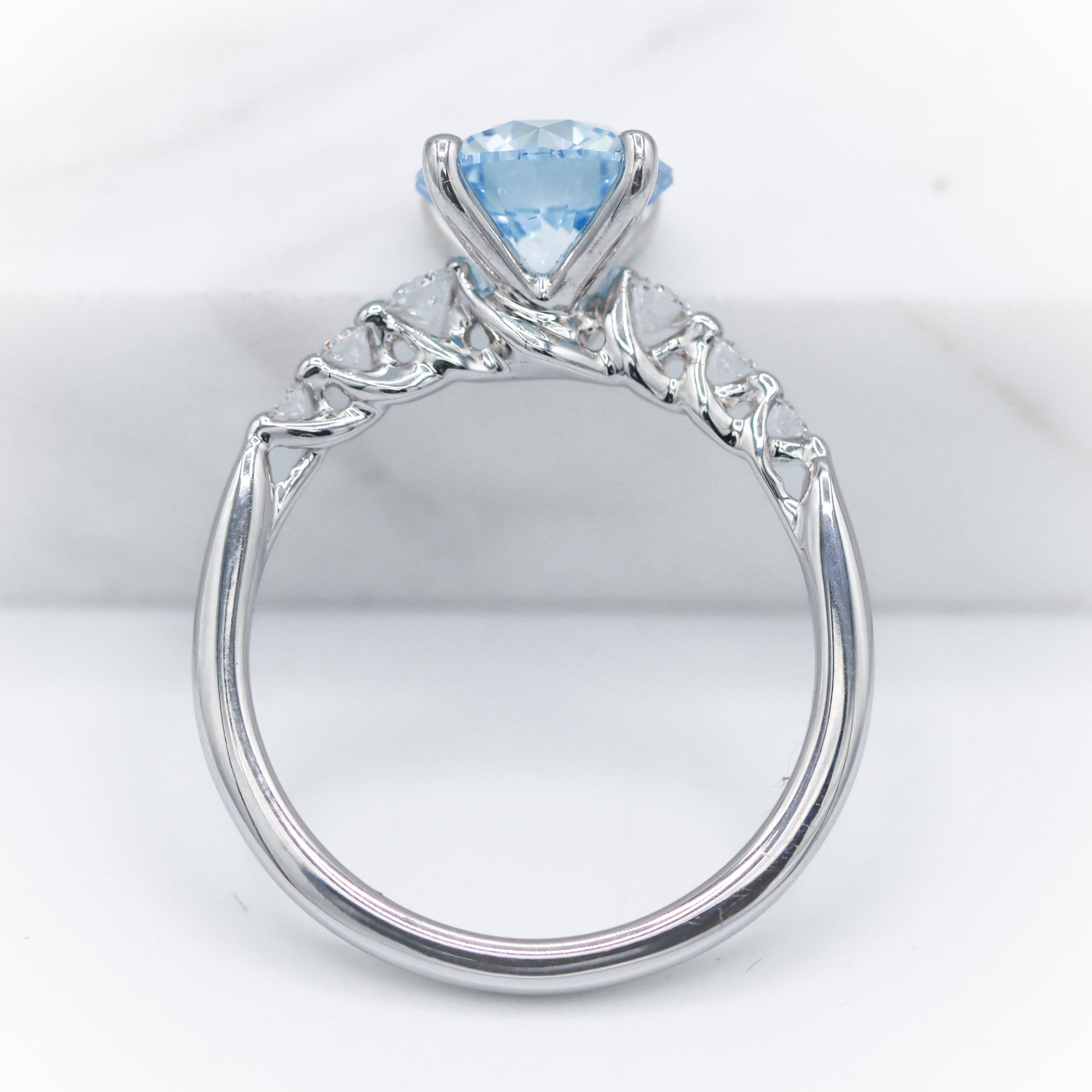 14K White Gold 2.15ct Blue Lab-grown Diamond Engagement Ring