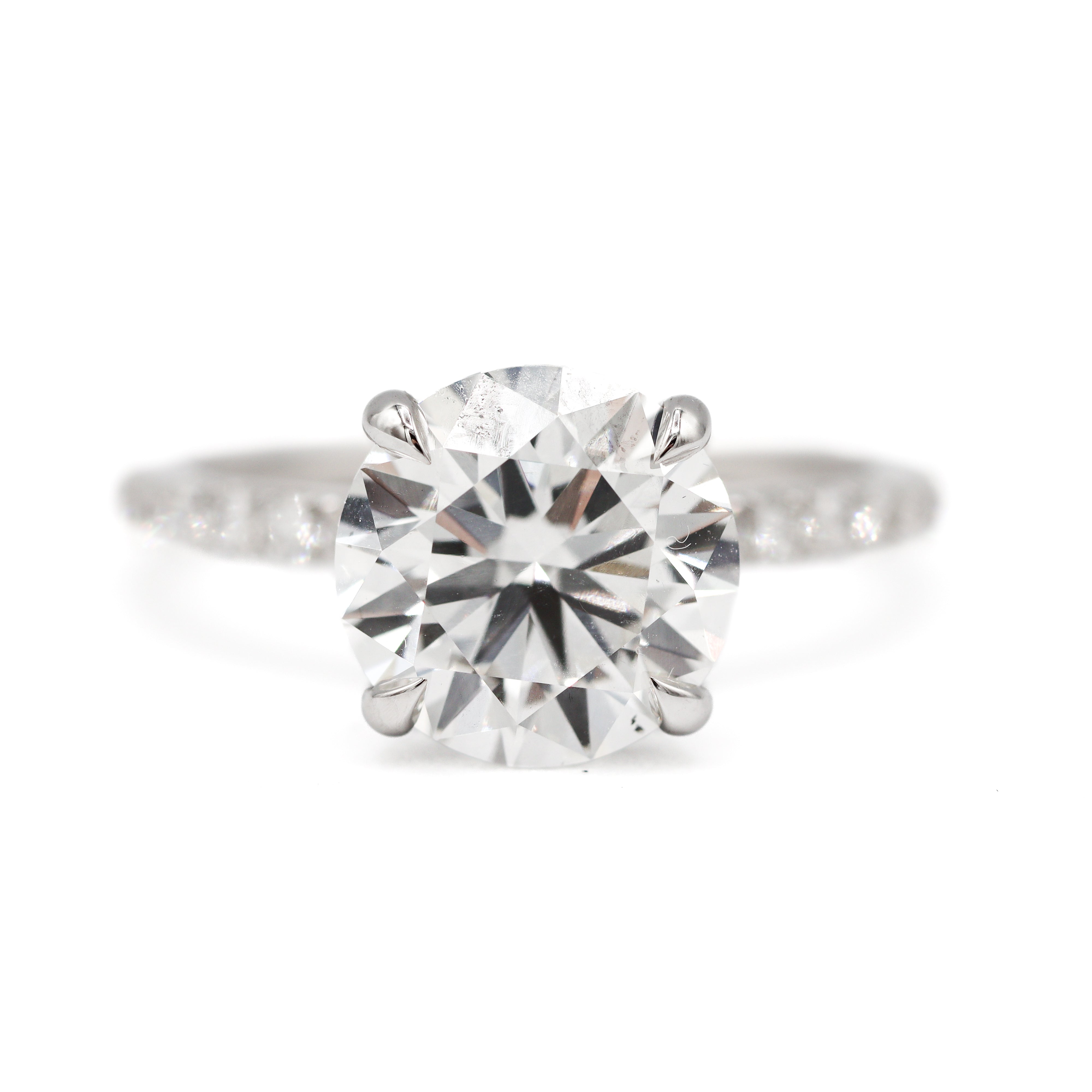 14K White Gold 3.00CT. Round-Cut Lab-Grown Diamond Accented Solitaire Engagement Ring