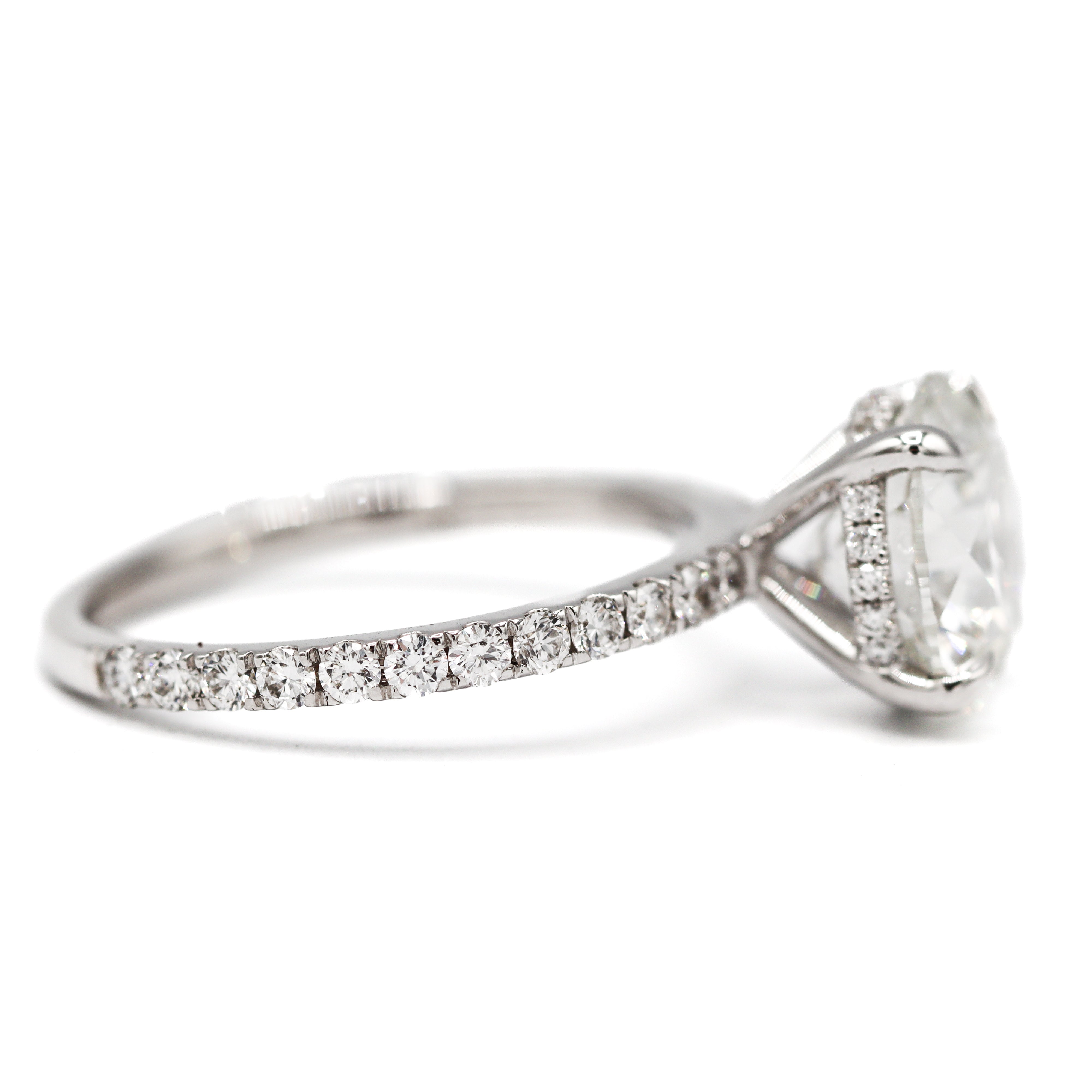 14K White Gold 3.00CT. Round-Cut Lab-Grown Diamond Accented Solitaire Engagement Ring