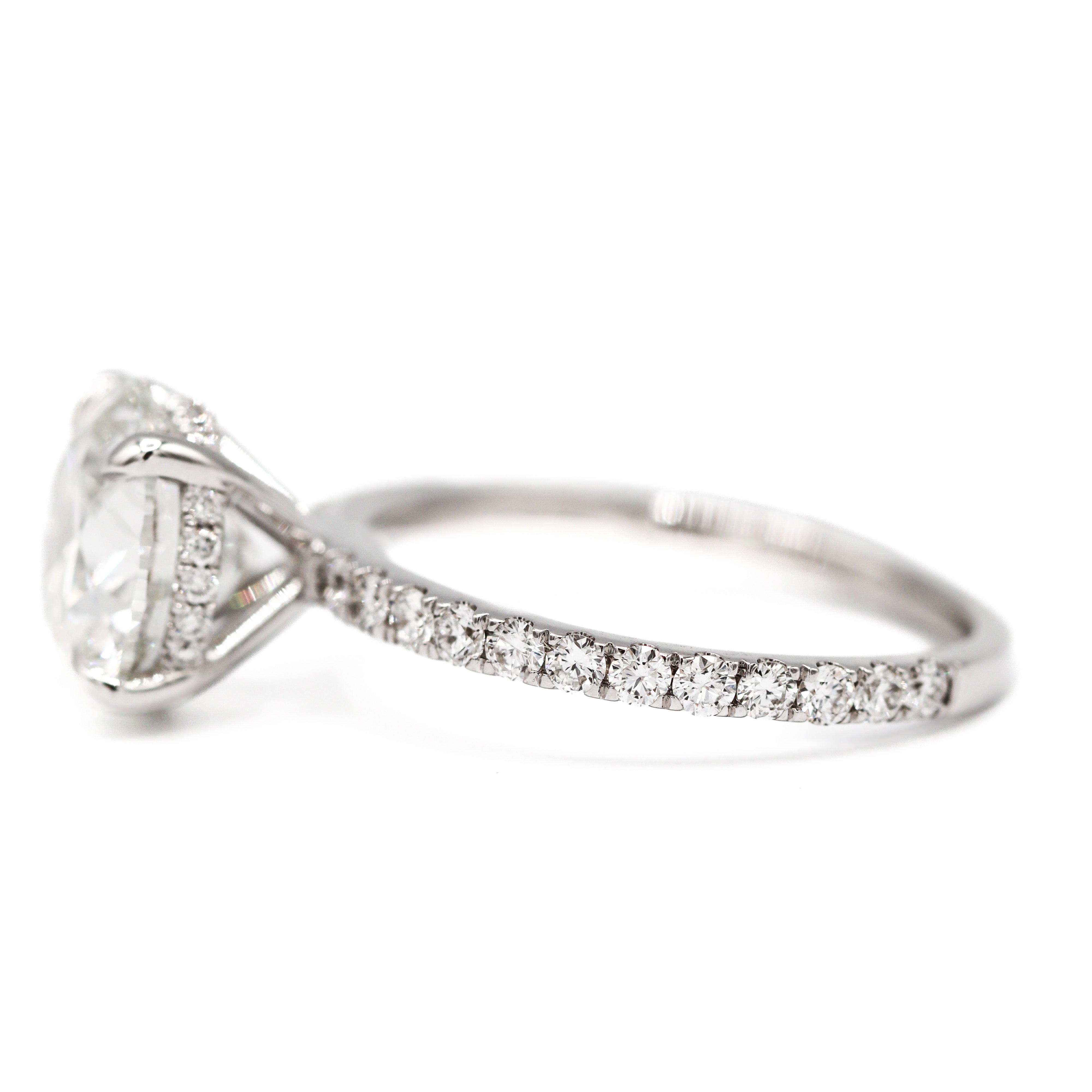 14K White Gold 3.00CT. Round-Cut Lab-Grown Diamond Accented Solitaire Engagement Ring