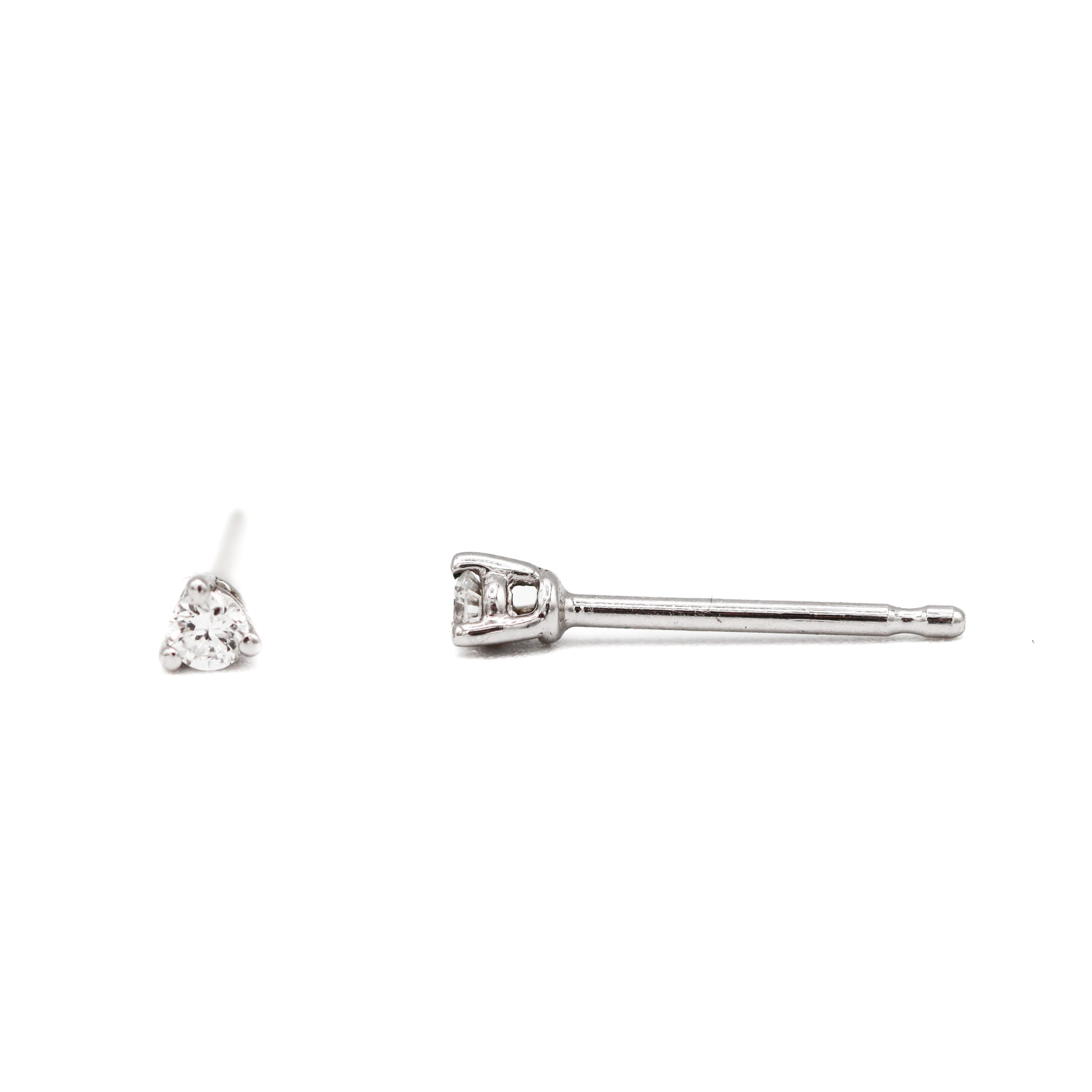 14K White Gold 1/20CT. Diamond Stud Earrings