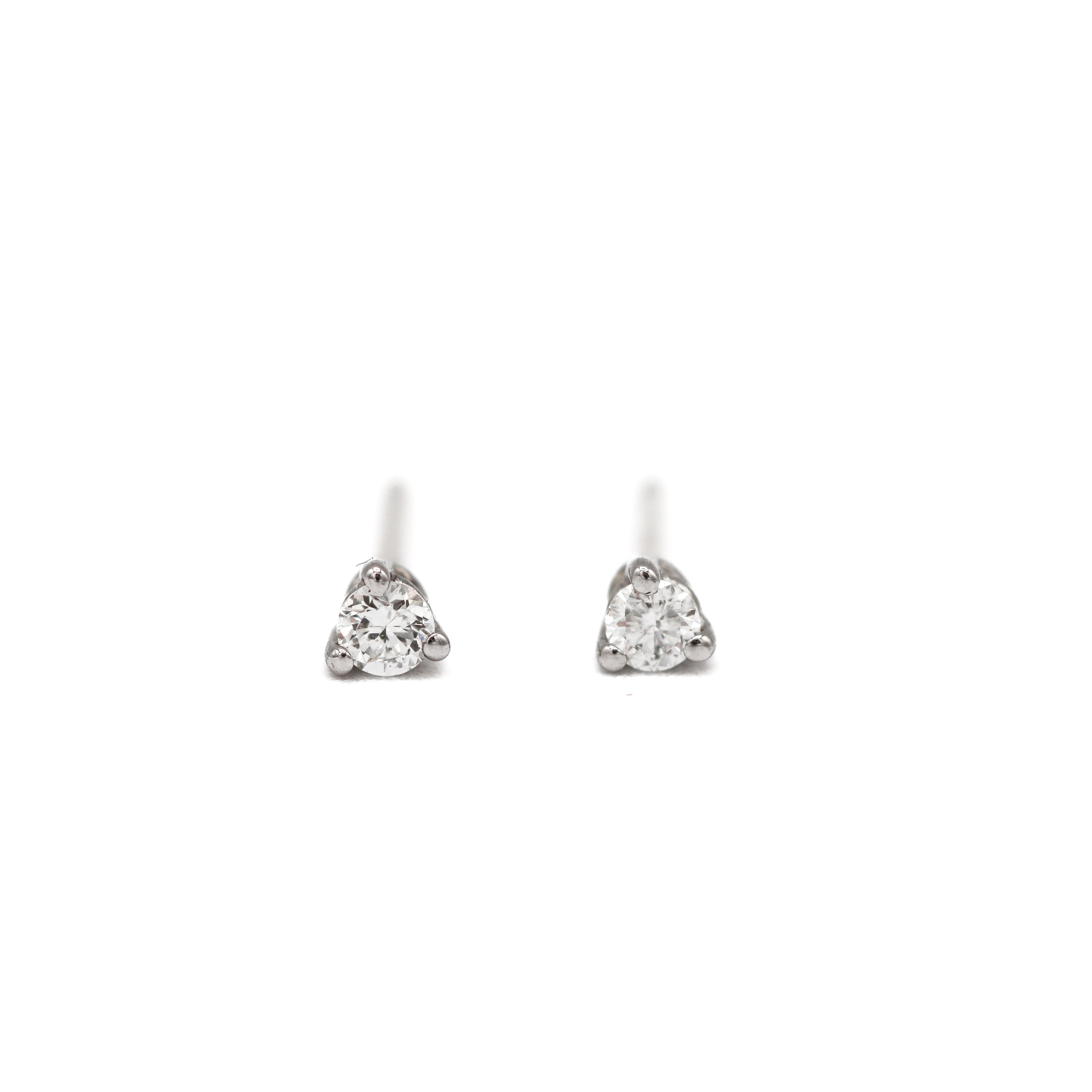 14K White Gold 1/20CT. Diamond Stud Earrings