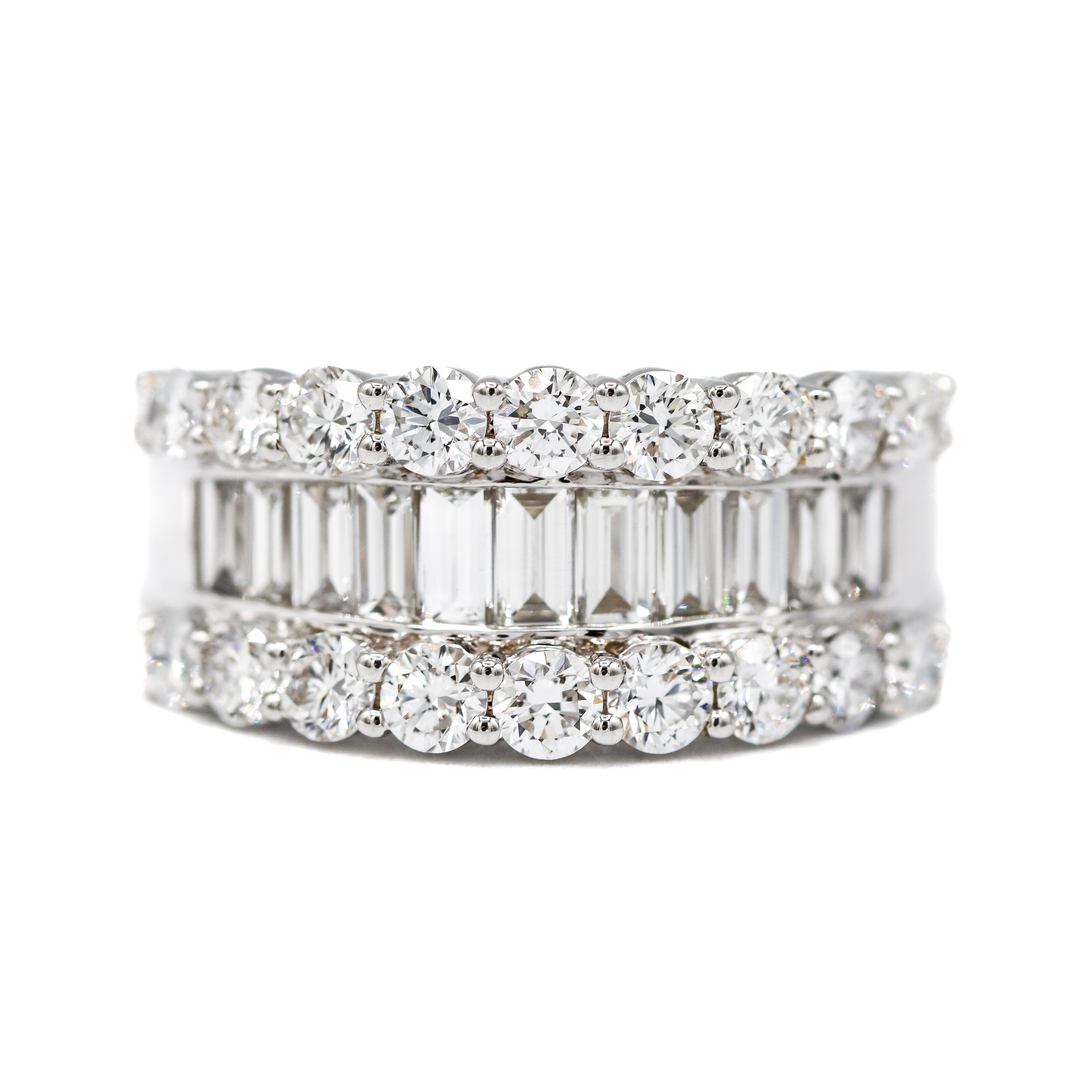 14K White Gold Lab-Grown Baguette and Round 2 1/2CT. Diamond Band