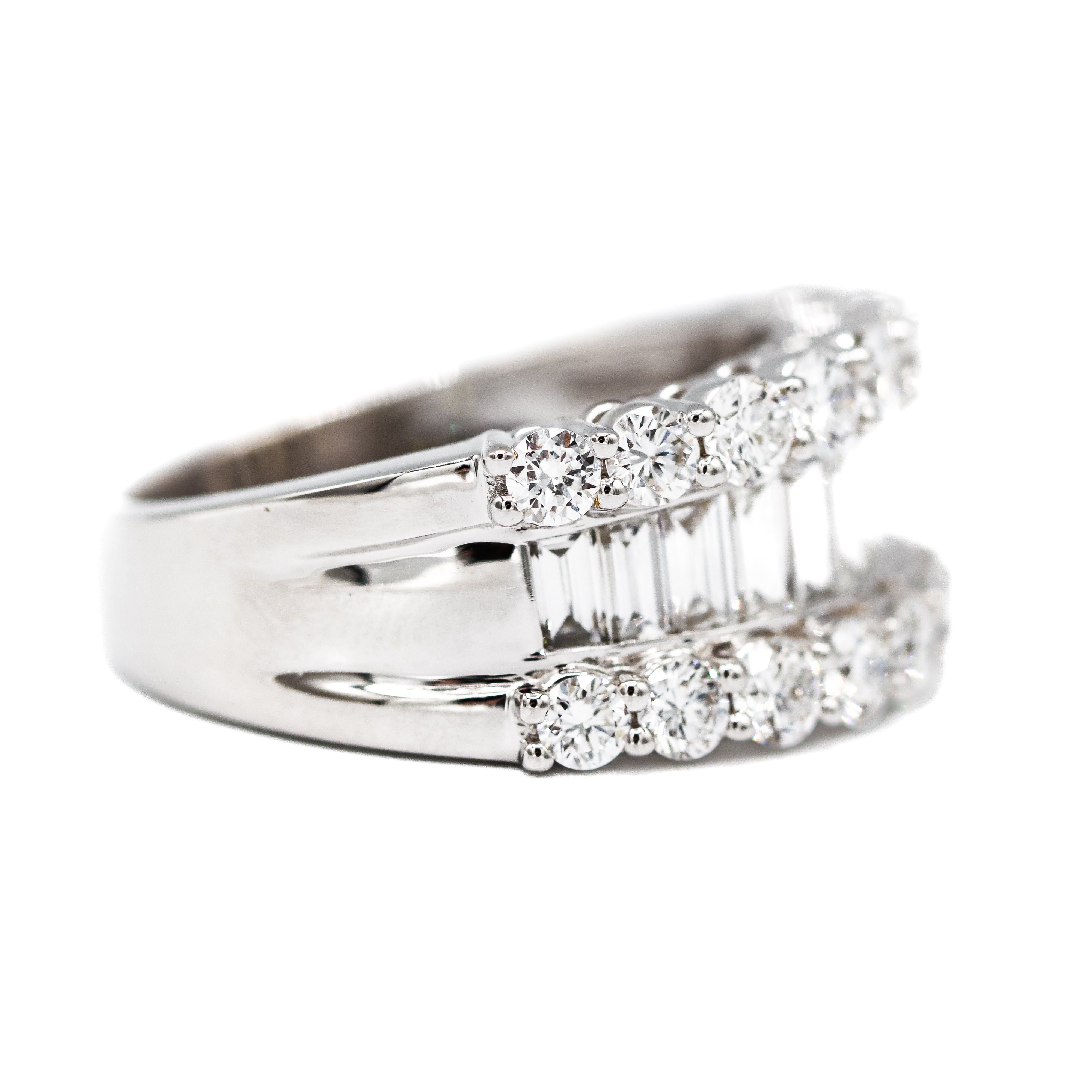 14K White Gold Lab-Grown Baguette and Round 2 1/2CT. Diamond Band