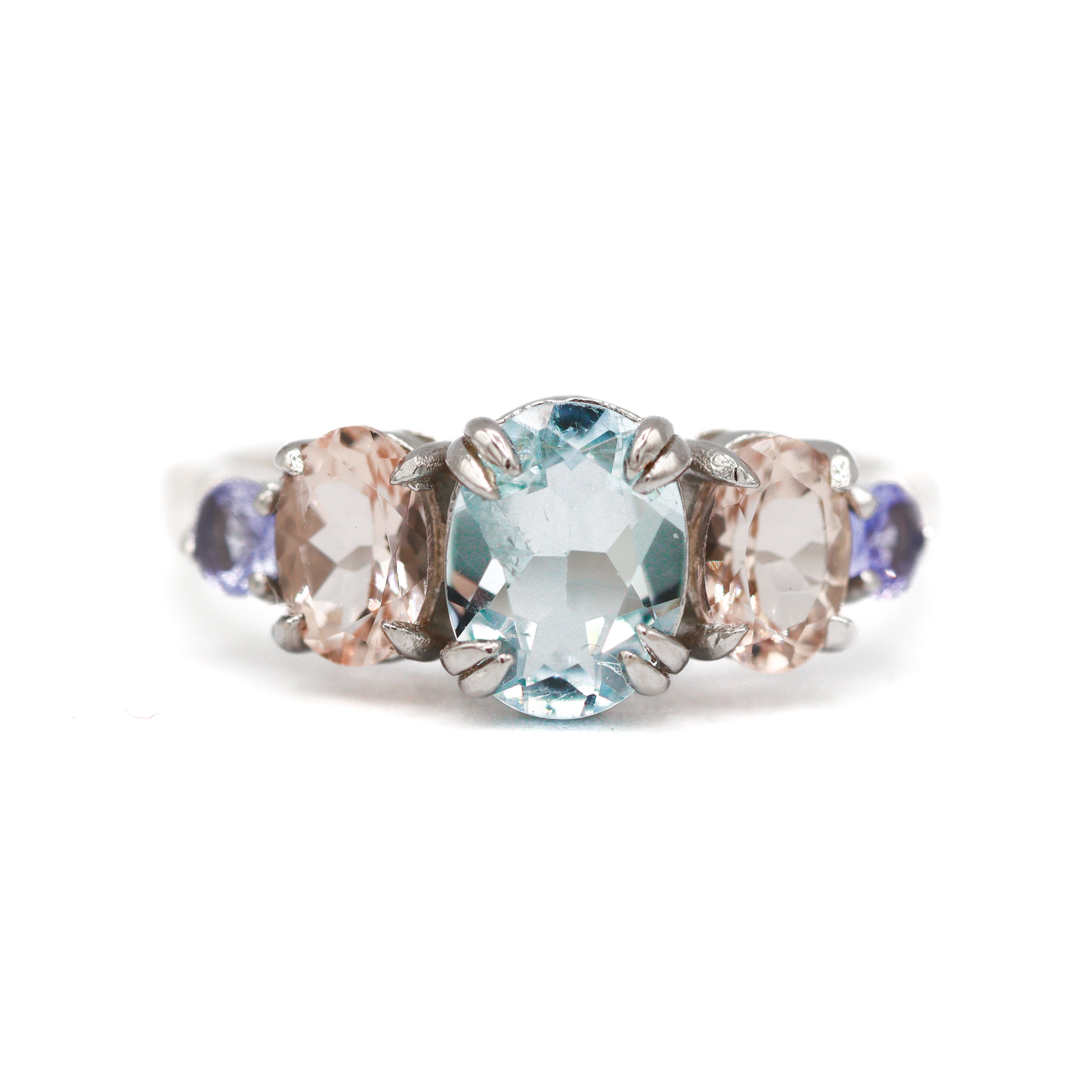 Sterling Silver Pastel Multi Gemstones Ring