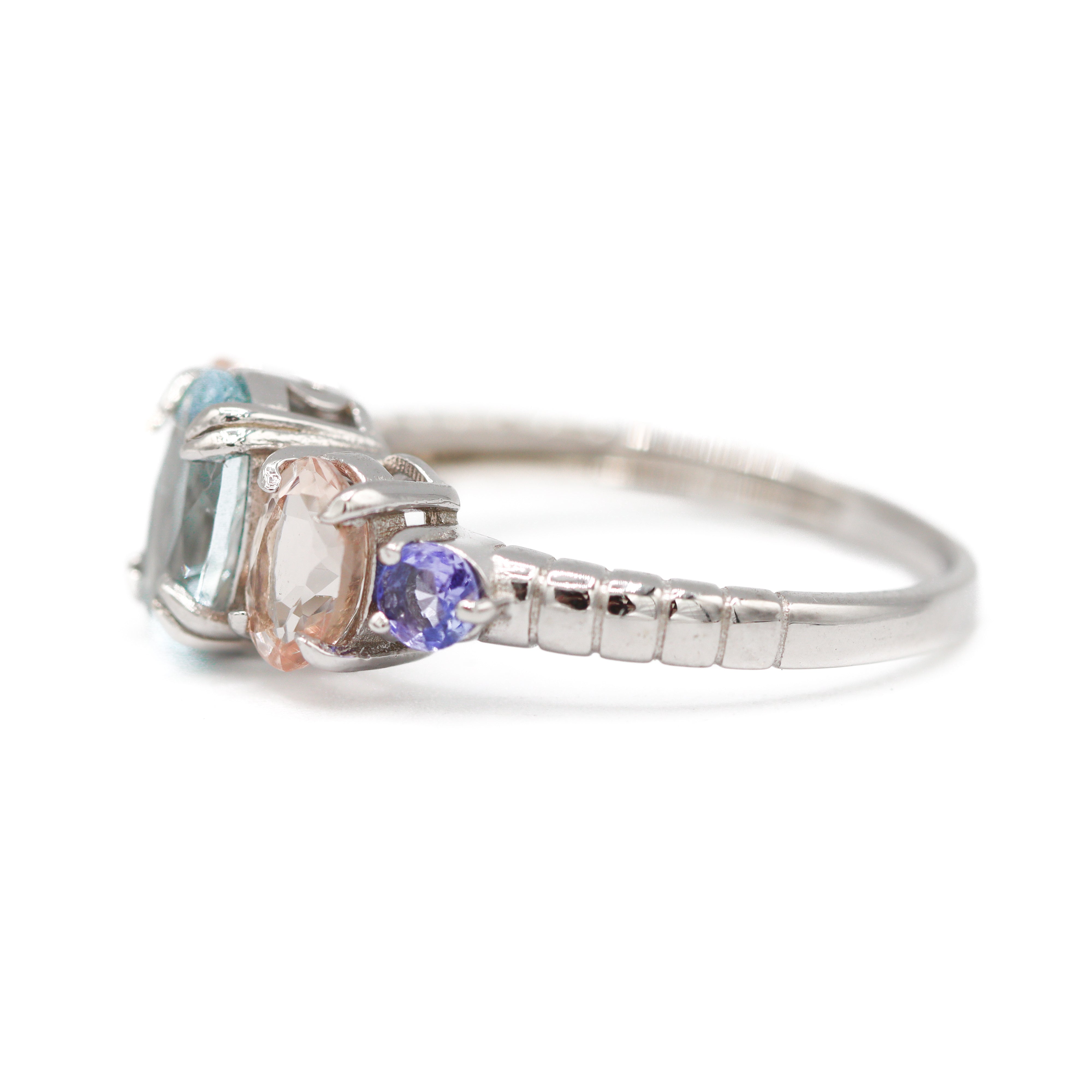 Sterling Silver Pastel Multi Gemstones Ring