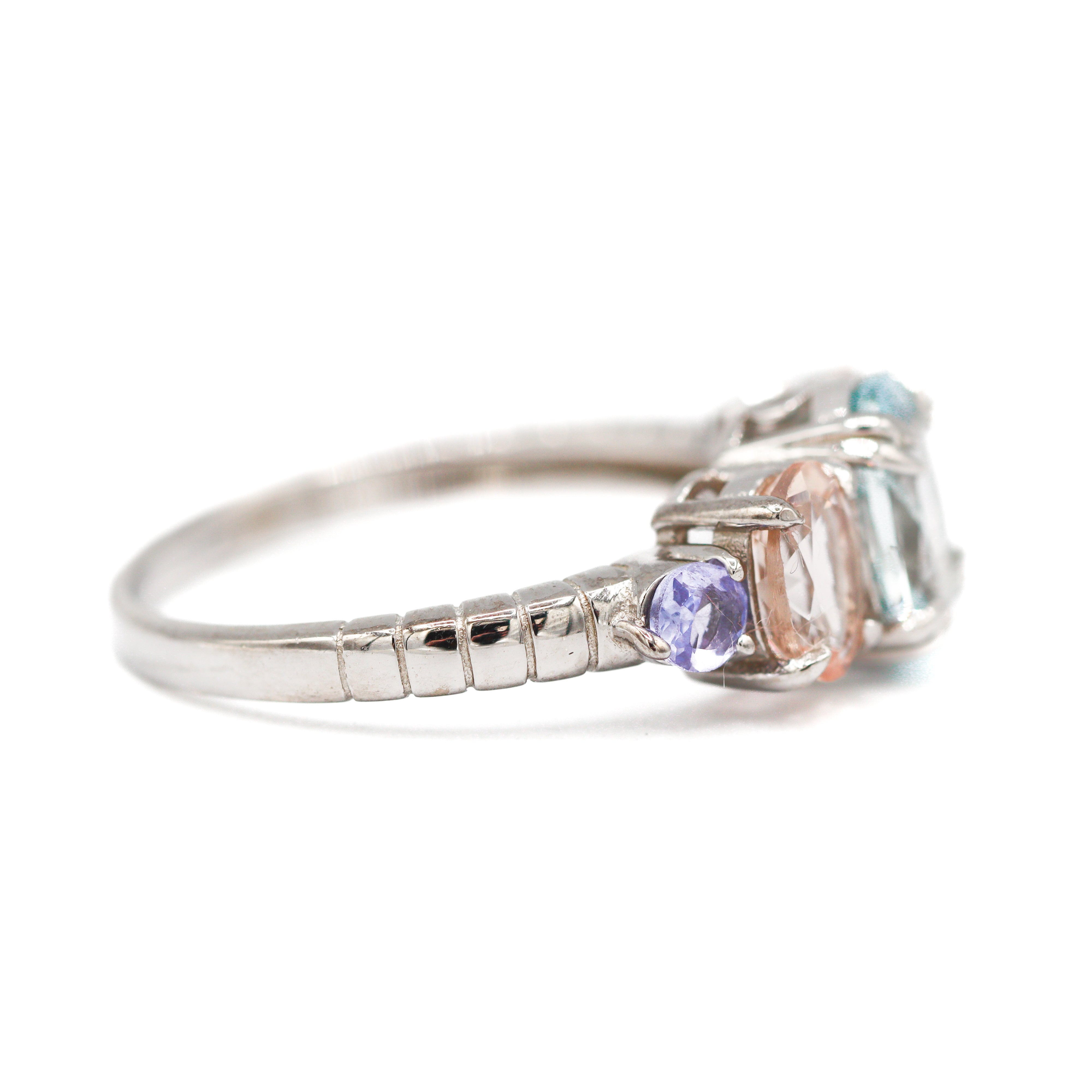 Sterling Silver Pastel Multi Gemstones Ring