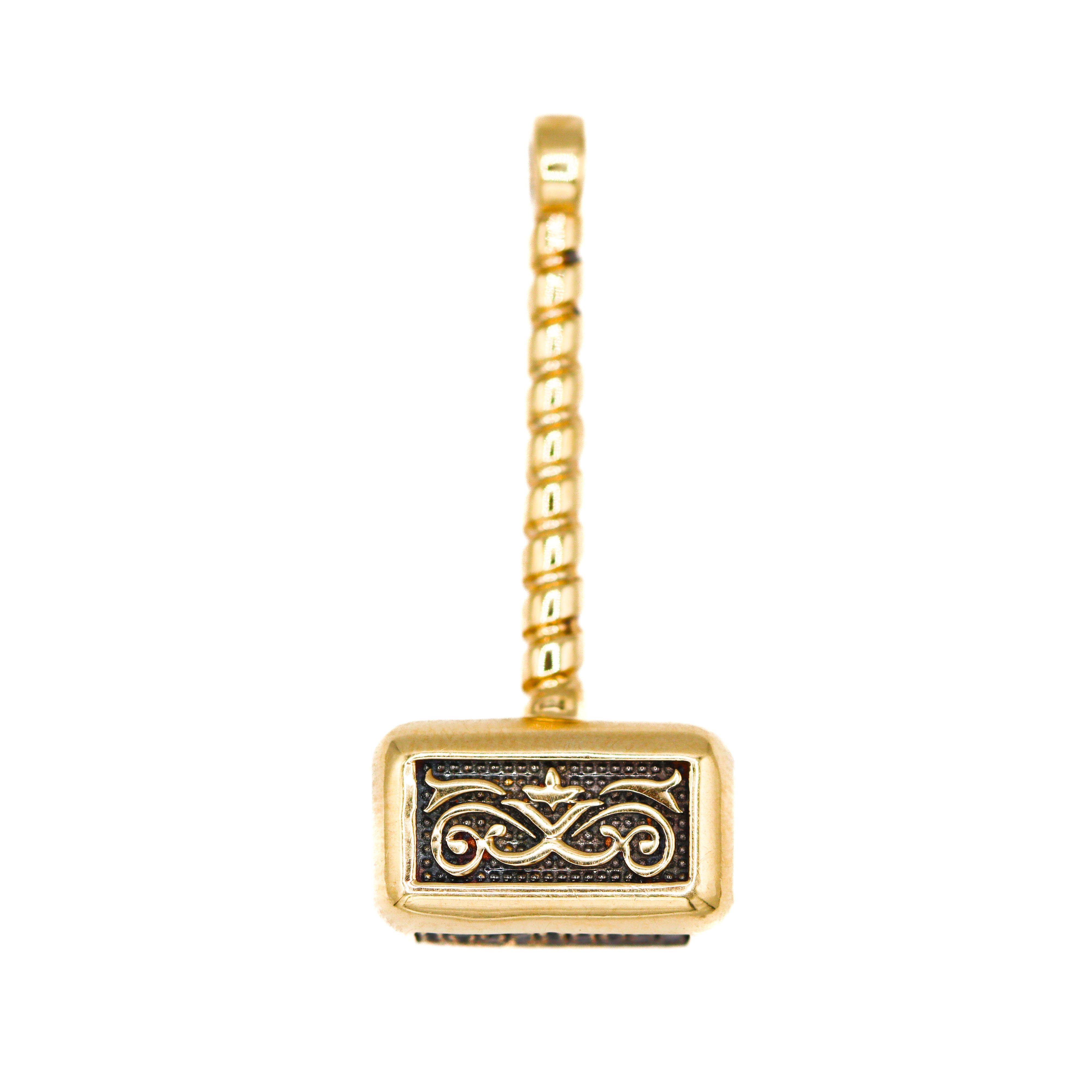 Close up of detailed Thor's Hammer Pendant - Front View