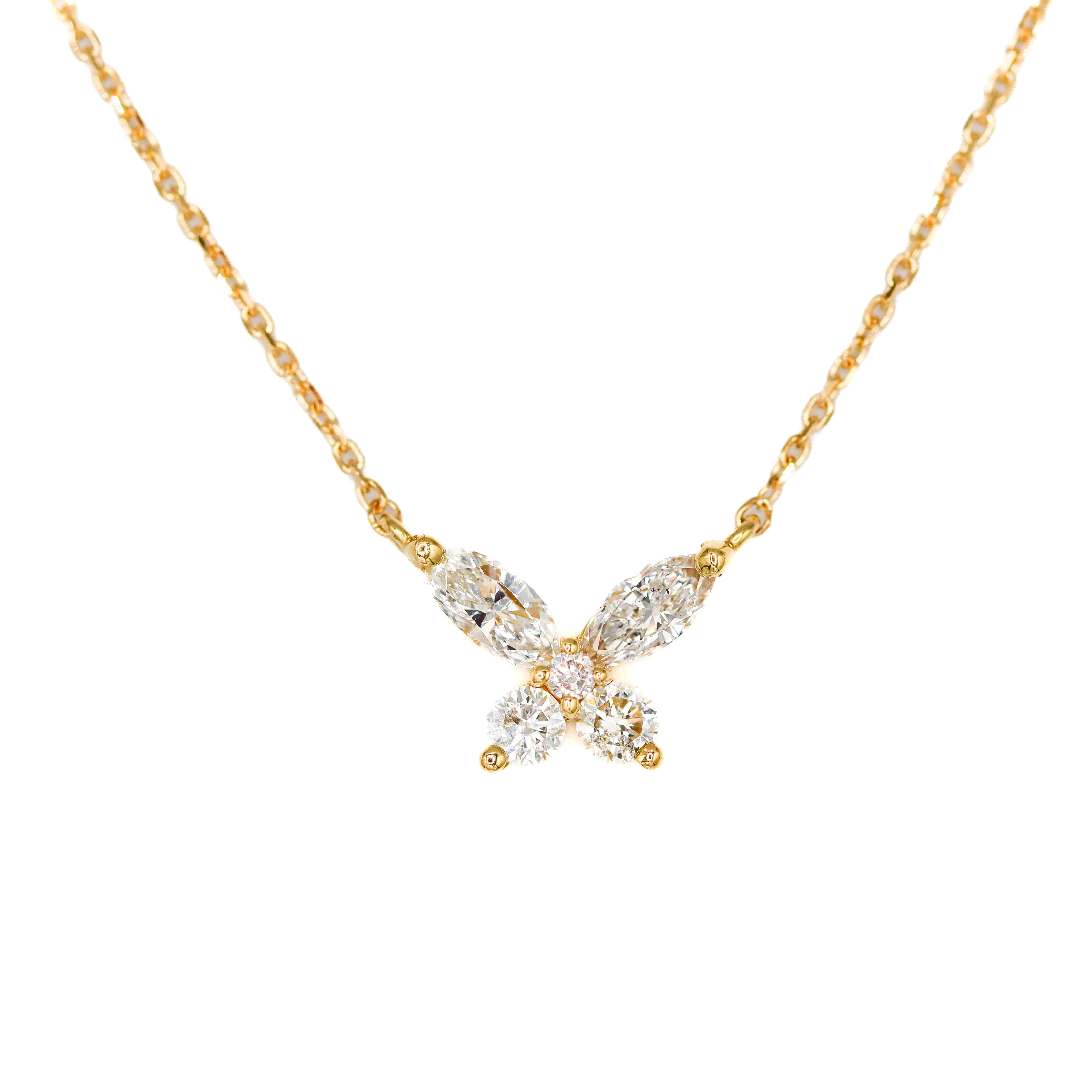 14K Yellow Gold 1 -3/4CT. Diamond Butterfly Necklace