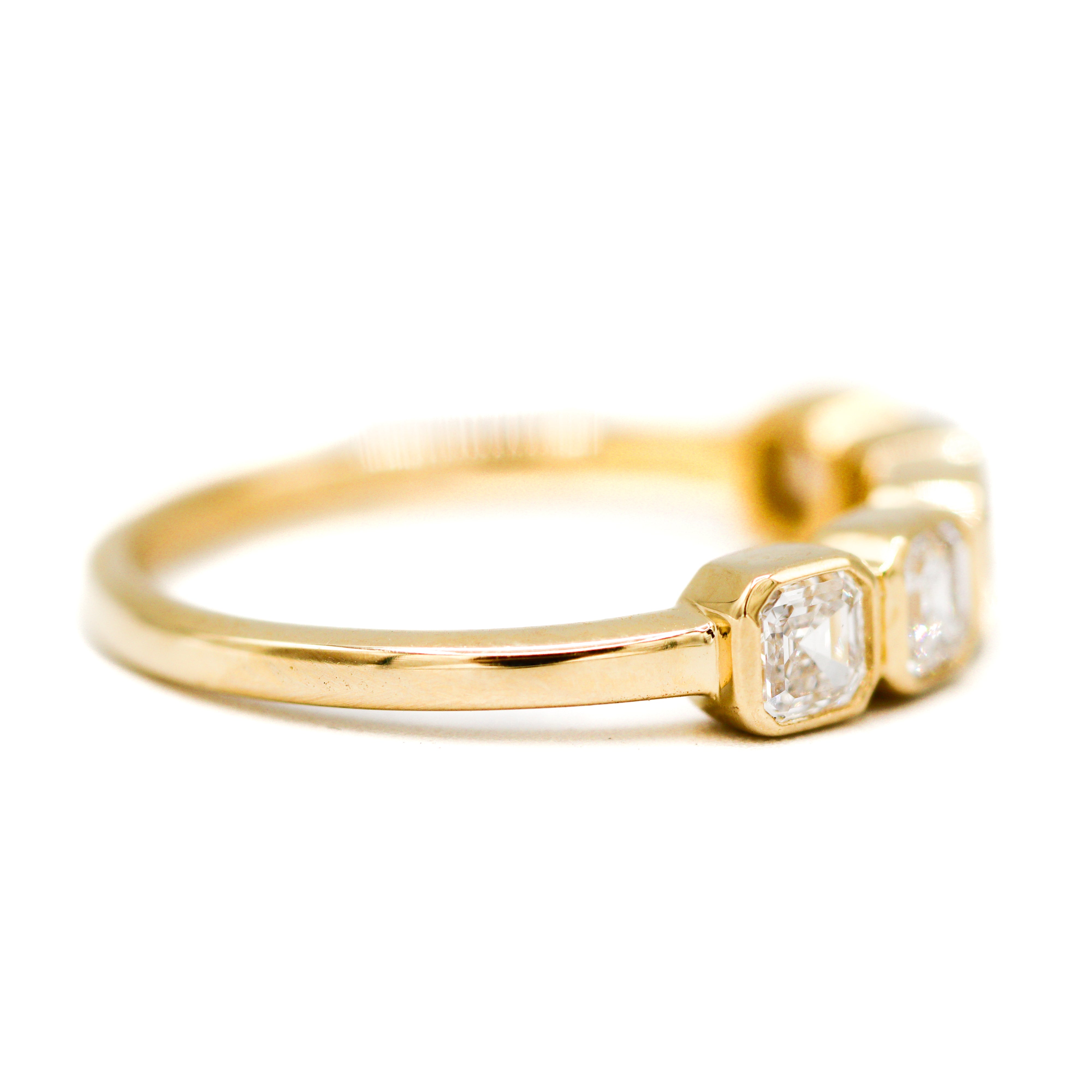 14K Yellow Gold  1.00CT. Asscher Lab-Grown 5 Diamond Bezel Band