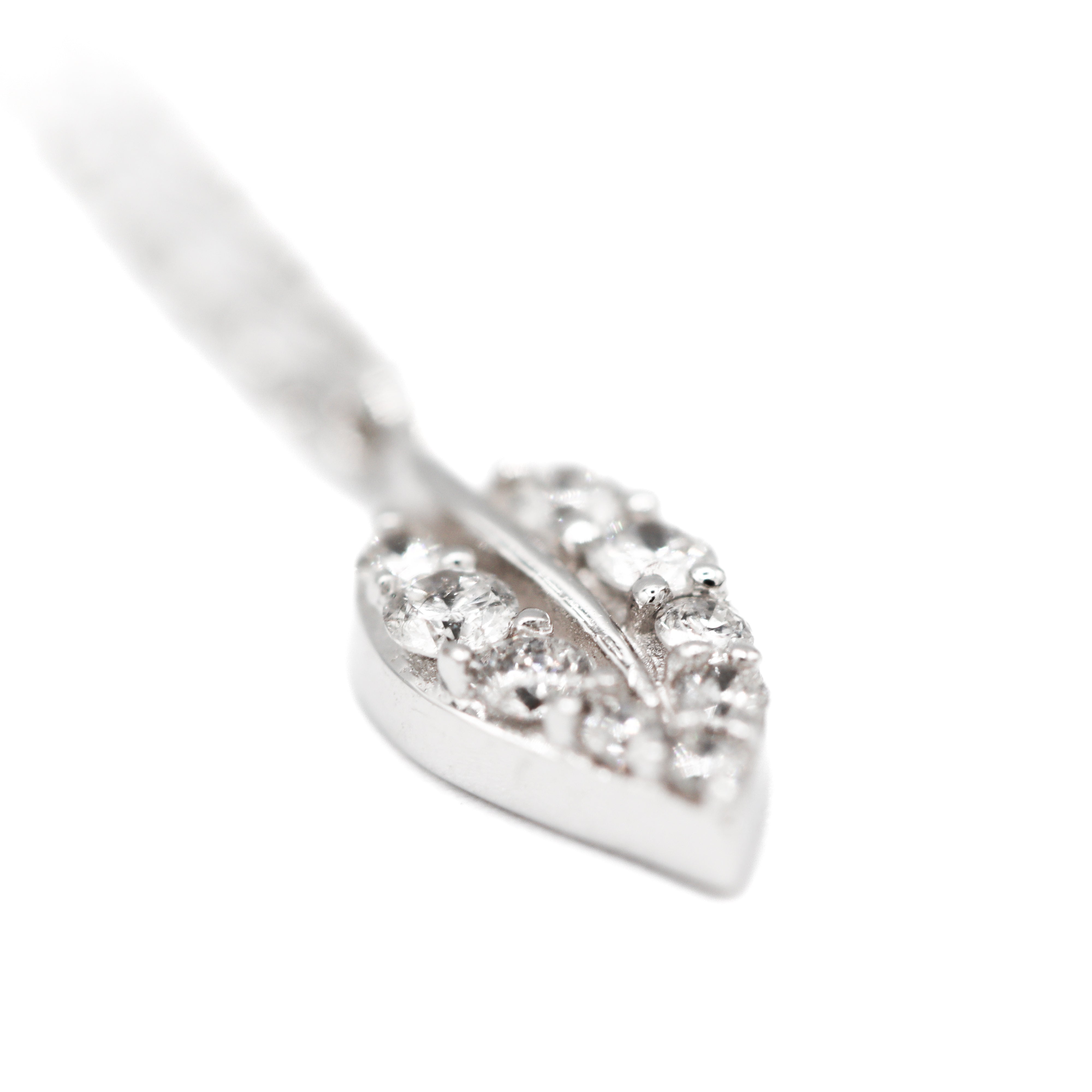 14K White Gold  2CT. Leaf Diamond Accented Pendant