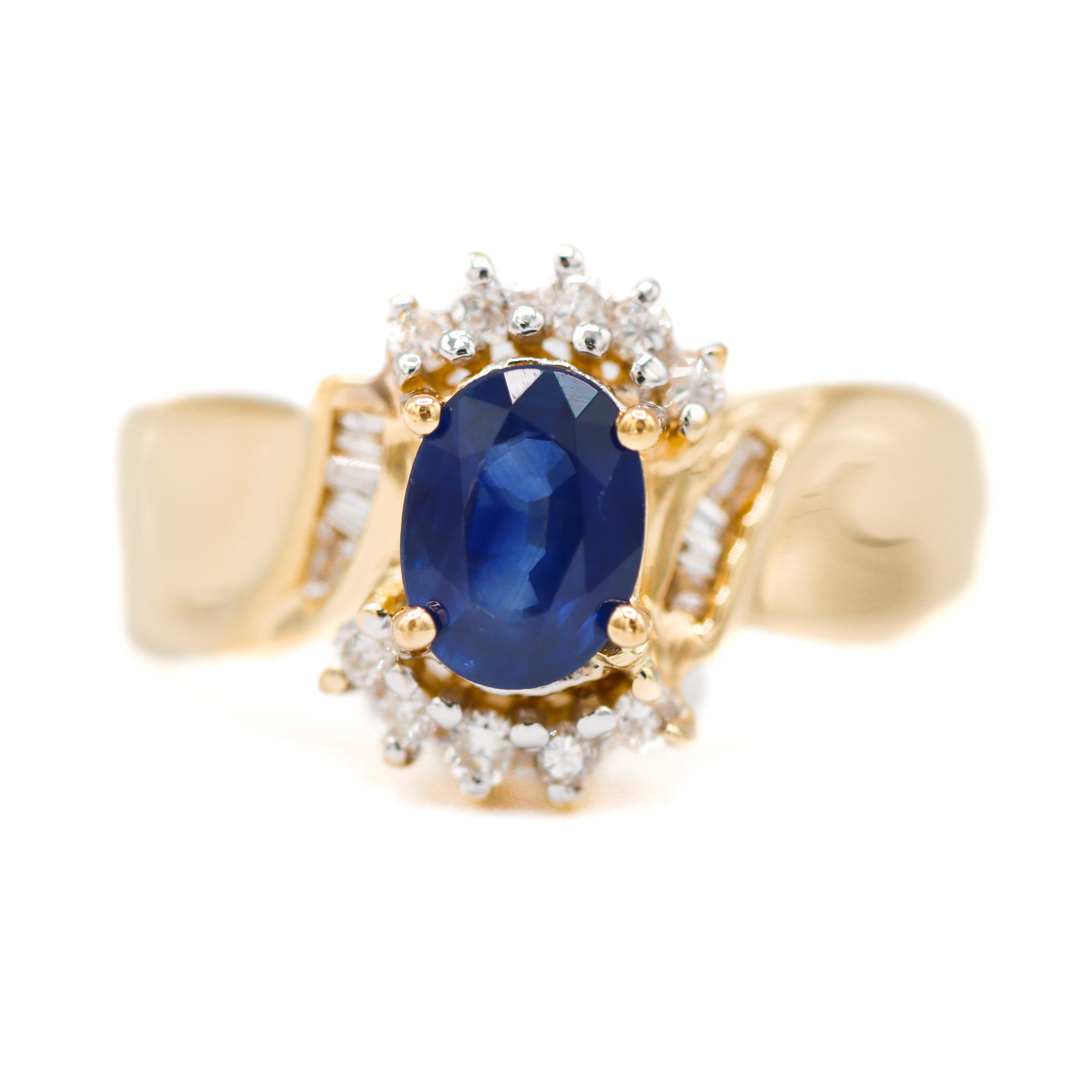 Estate Collection: 14K Yellow Gold Sapphire & Diamond Ring