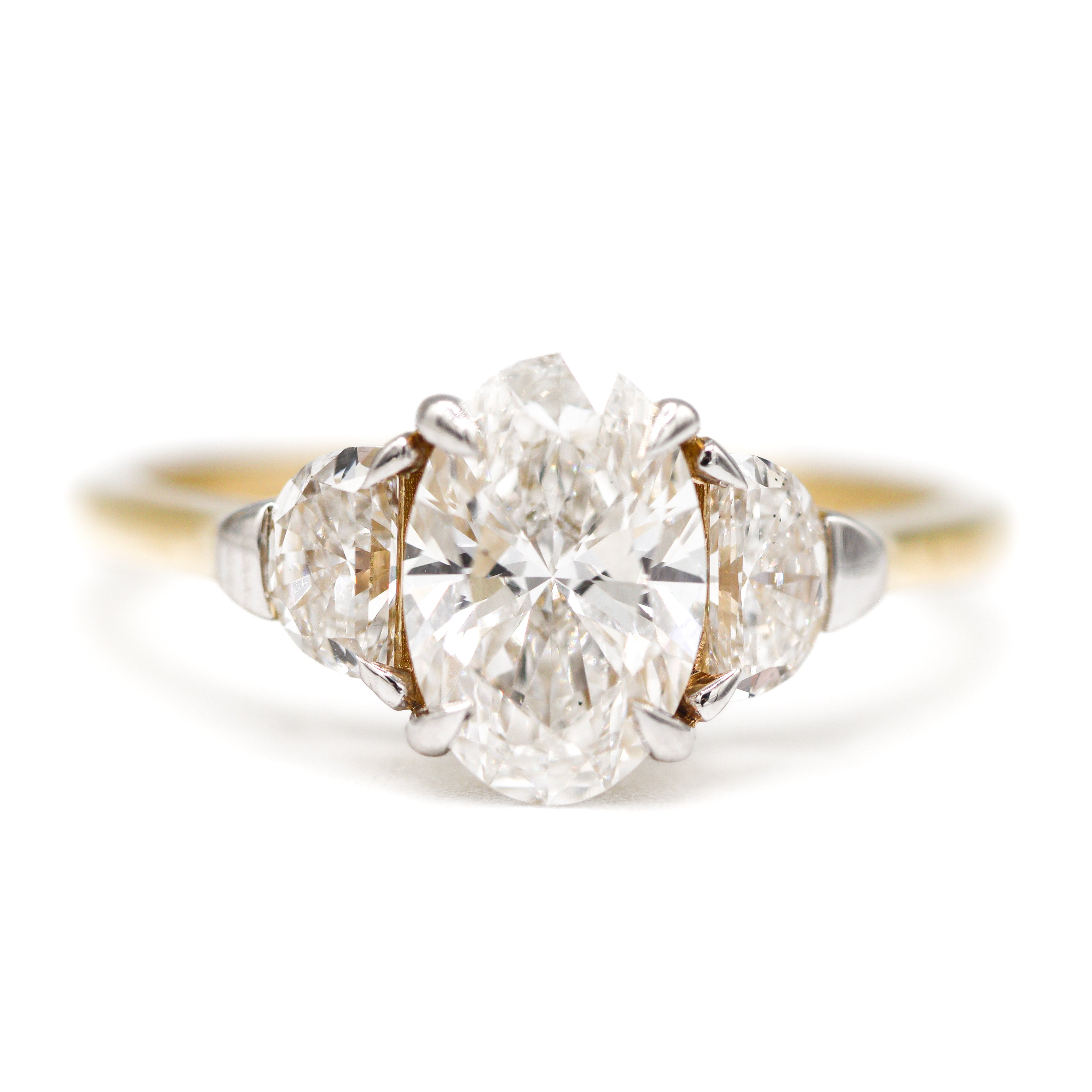 The "LUNA" — 14K Yellow Gold Certified 2CTW. Oval-Cut Lab-Grown Diamond 3-Stone Engagement Ring