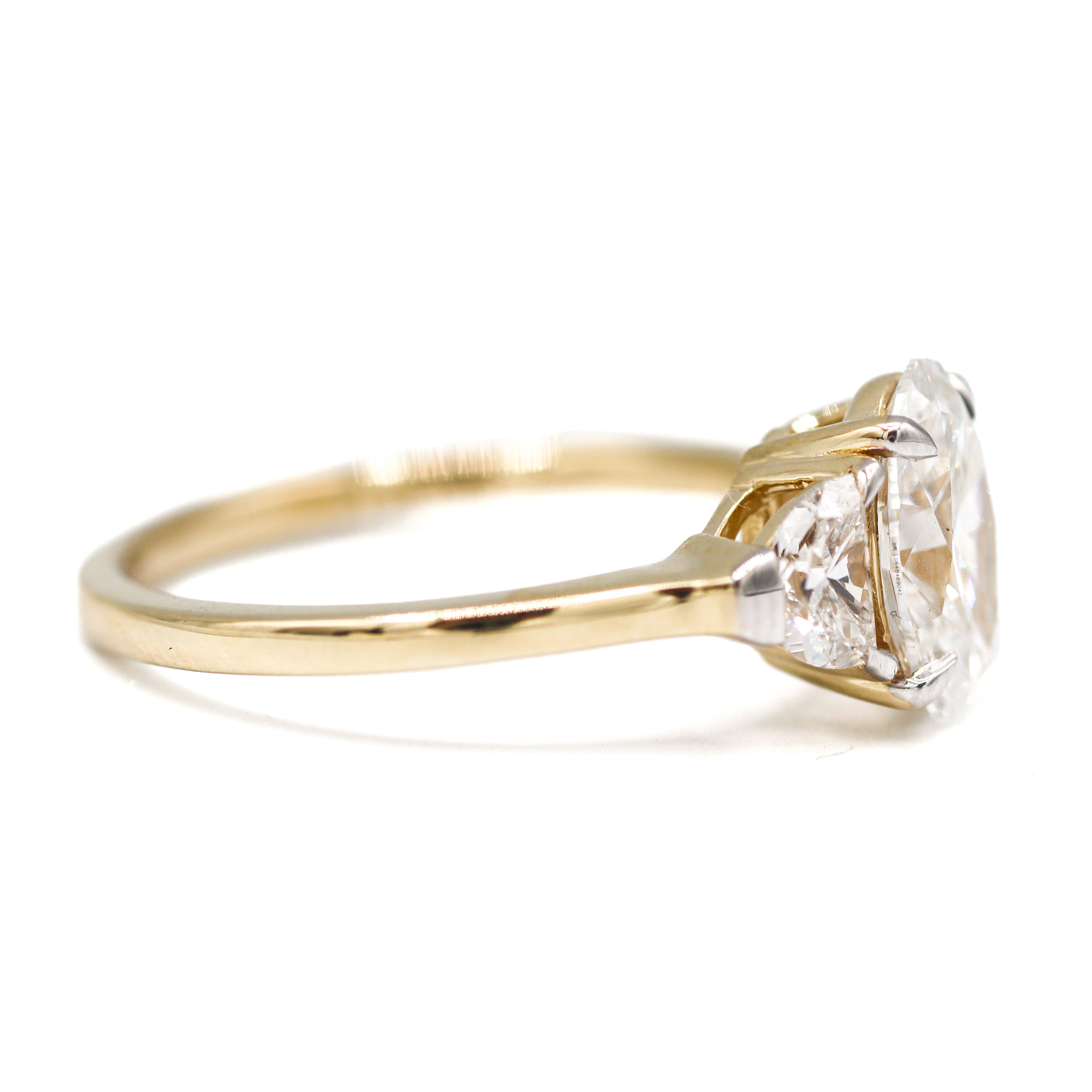 The "LUNA" — 14K Yellow Gold Certified 2CTW. Oval-Cut Lab-Grown Diamond 3-Stone Engagement Ring