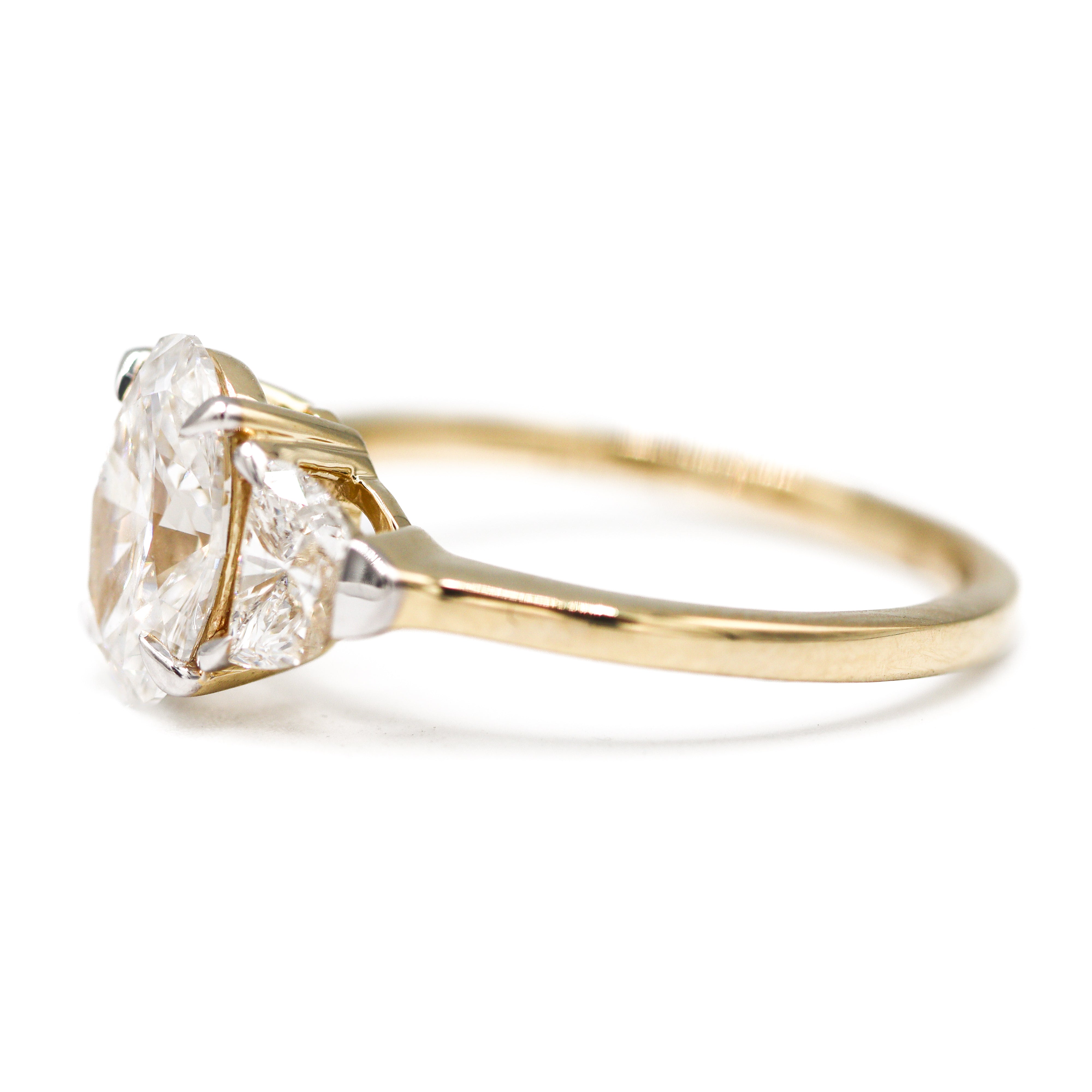 The "LUNA" — 14K Yellow Gold Certified 2CTW. Oval-Cut Lab-Grown Diamond 3-Stone Engagement Ring