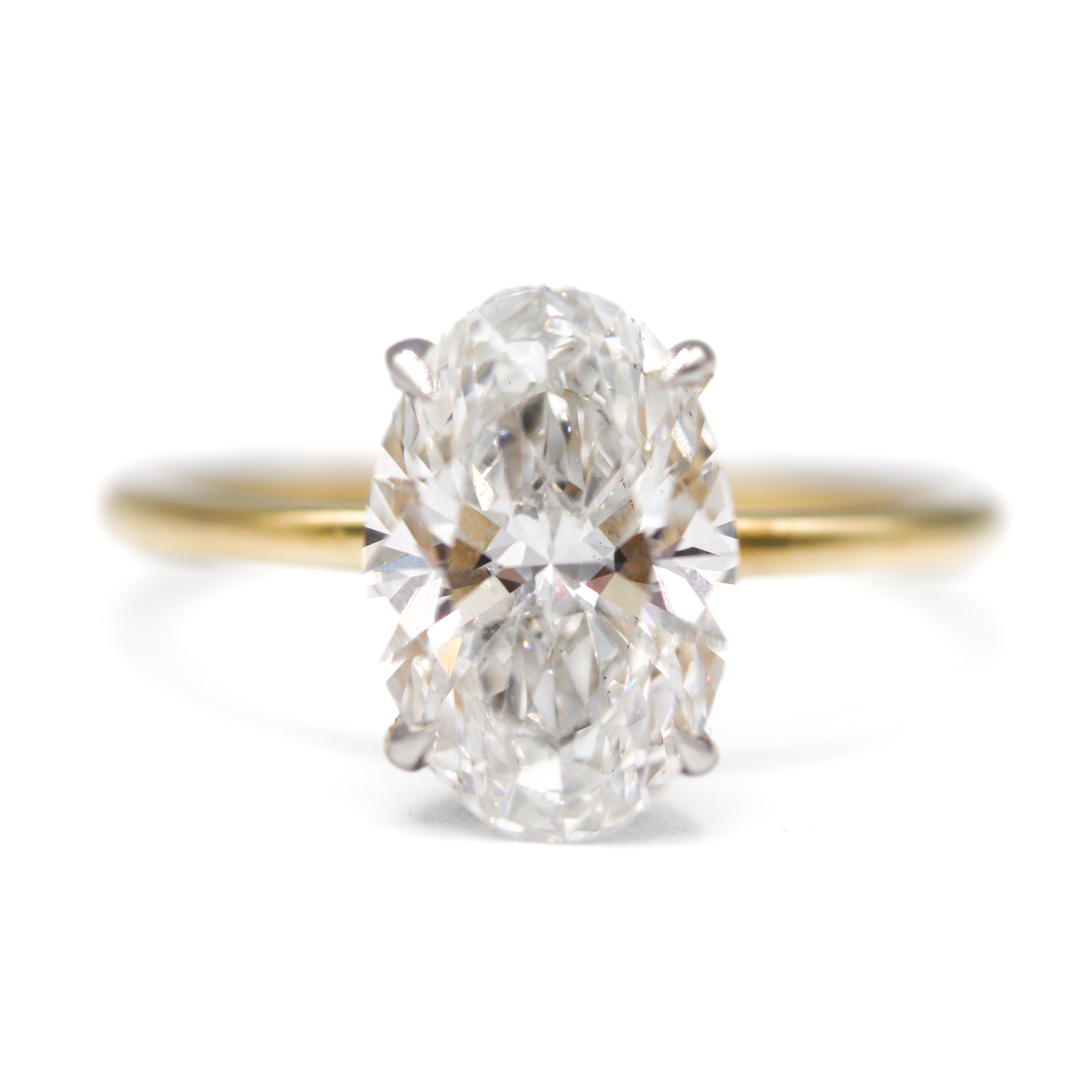 The "ANNA" —  14K Yellow Gold Certified 3CT. Oval Hidden-Halo Lab-Grown Solitaire Engagement Ring