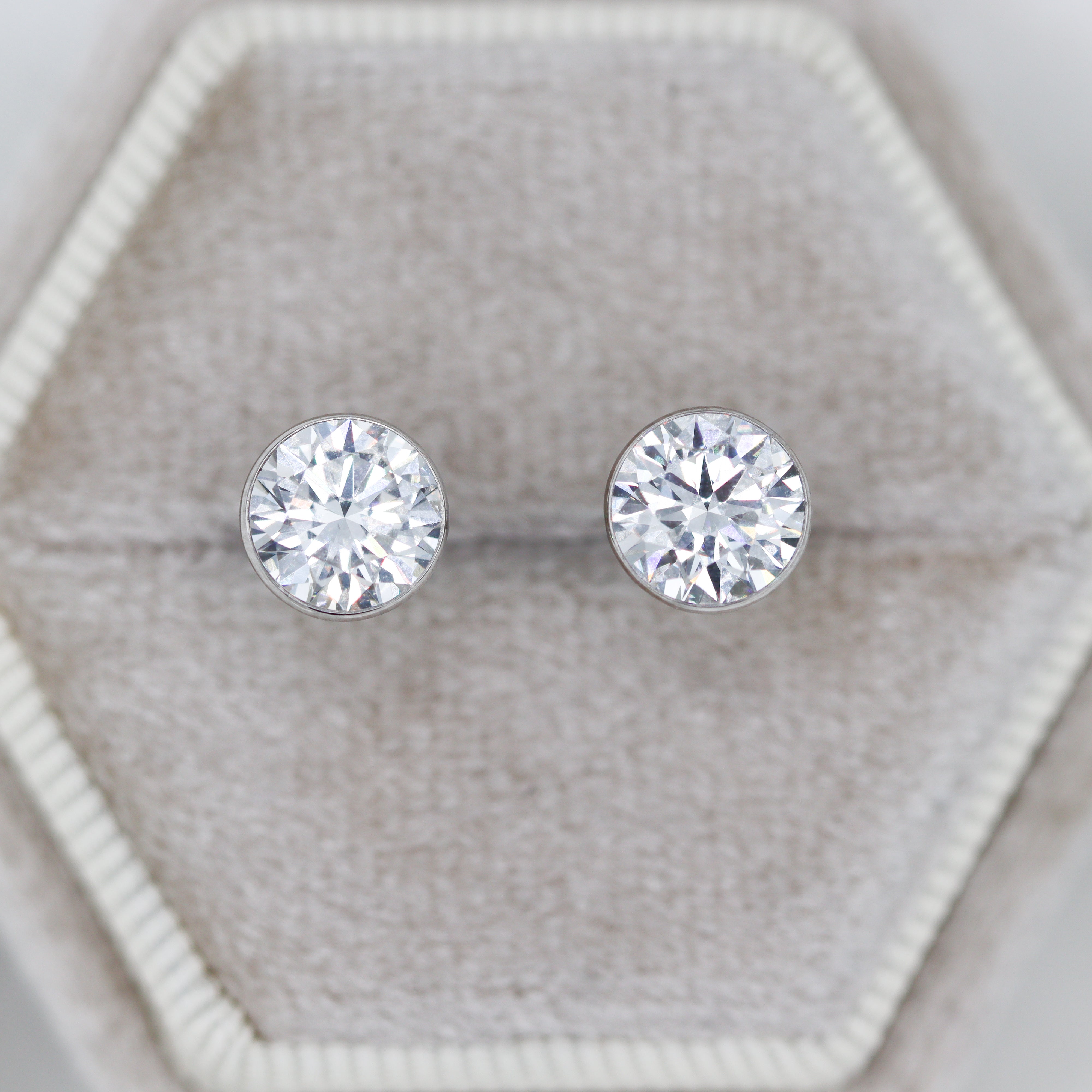 14K White Gold 2.5CTW. Bezel-Set Lab-Grown Diamond Martini Stud Earrings