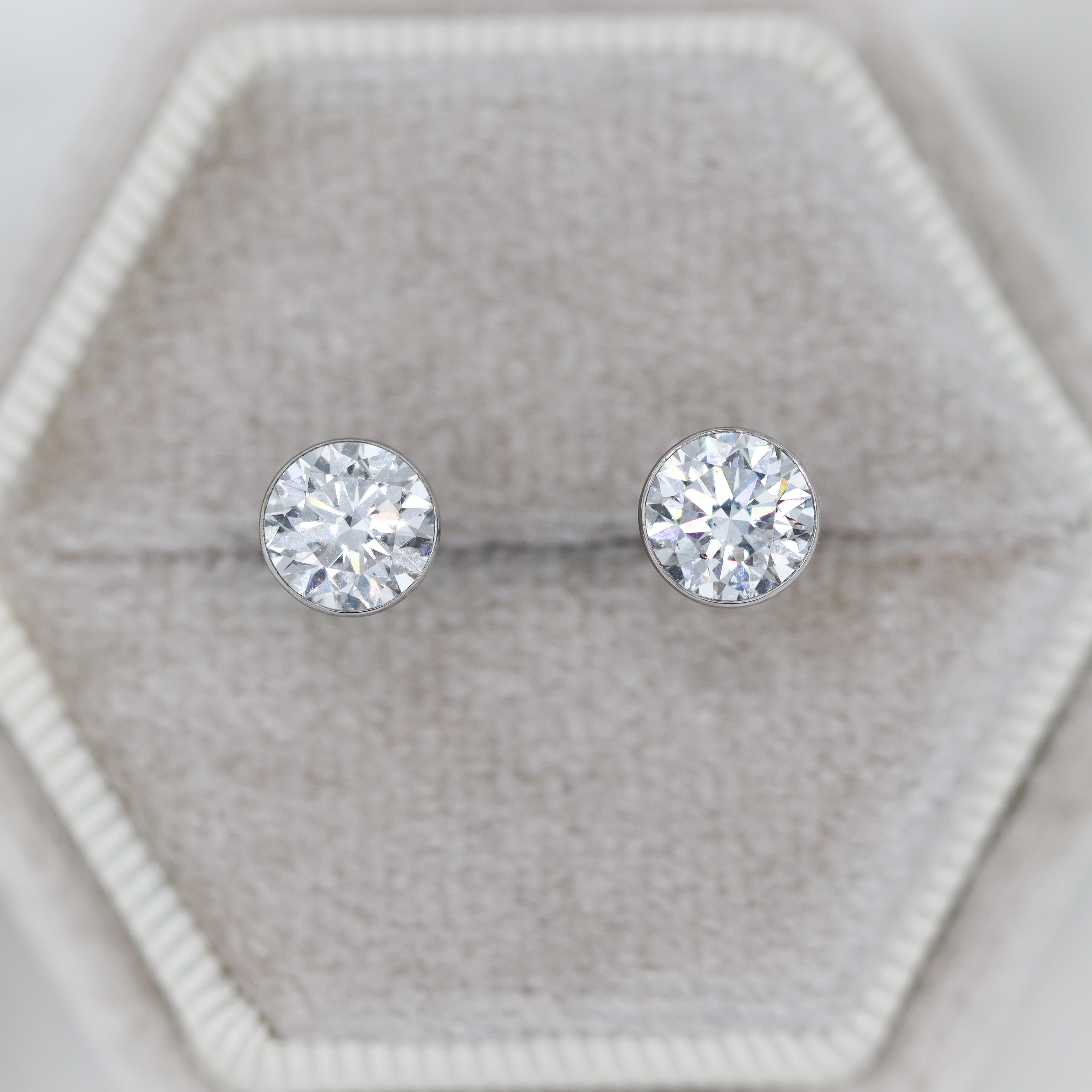 14K White Gold 1.5CTW. Bezel-Set Lab-Grown Diamond Martini Stud Earrings