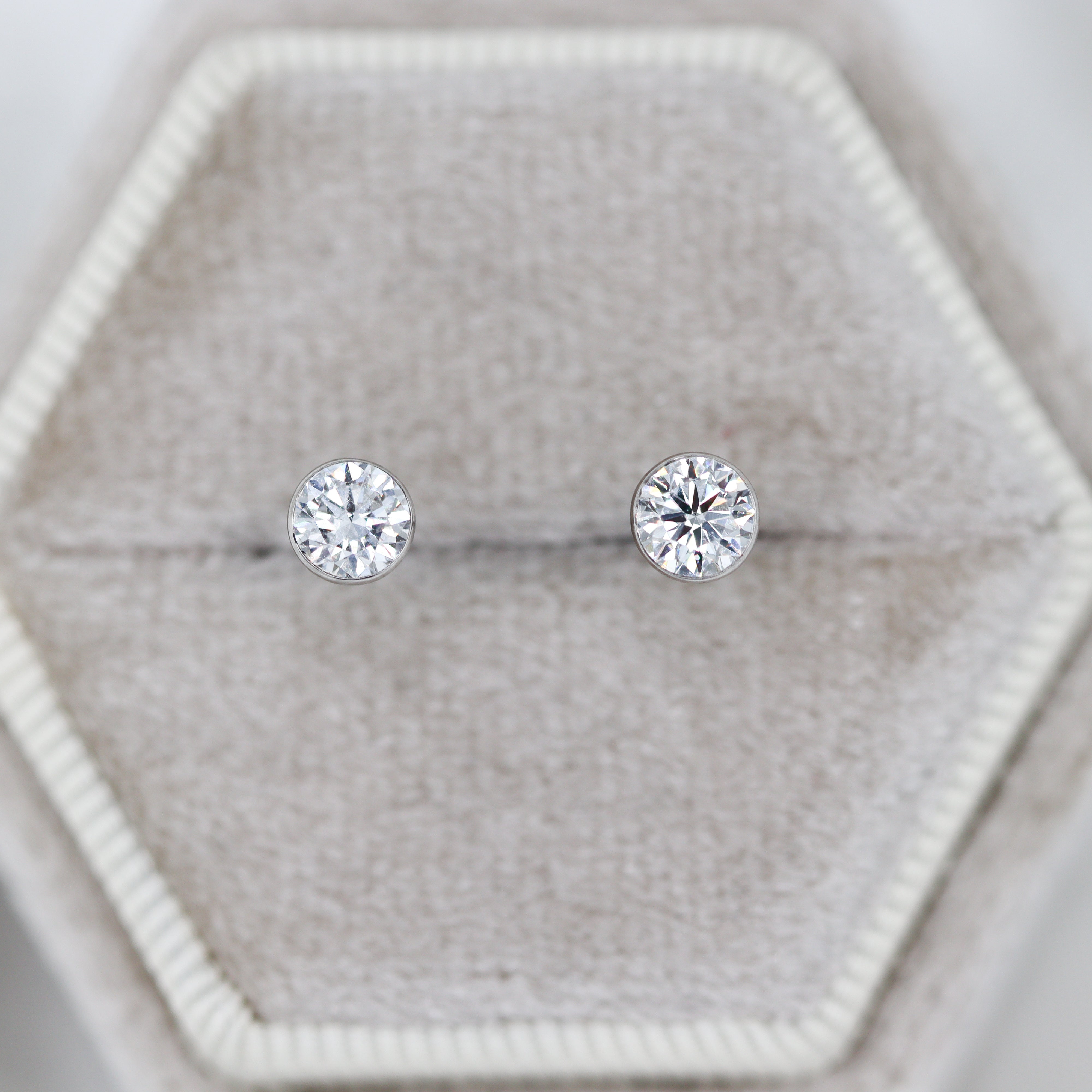 14K White Gold 0.5CTW. Lab-Grown Diamond Bezel-Set Martini Stud Earrings