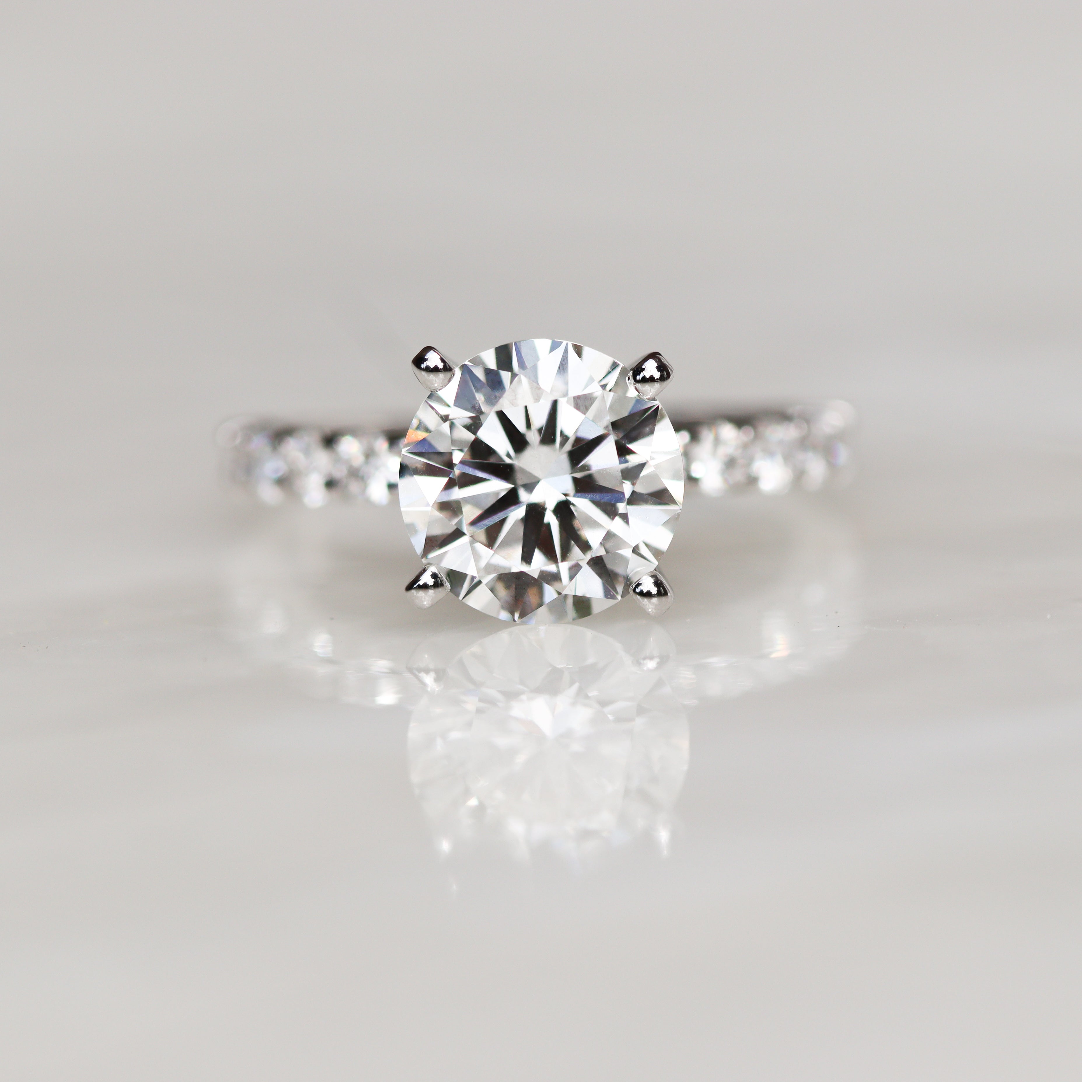 The "Haley" — Certified 14K White Gold 3.5CTW. Lab-Grown Diamond Round Accented Engagement Ring