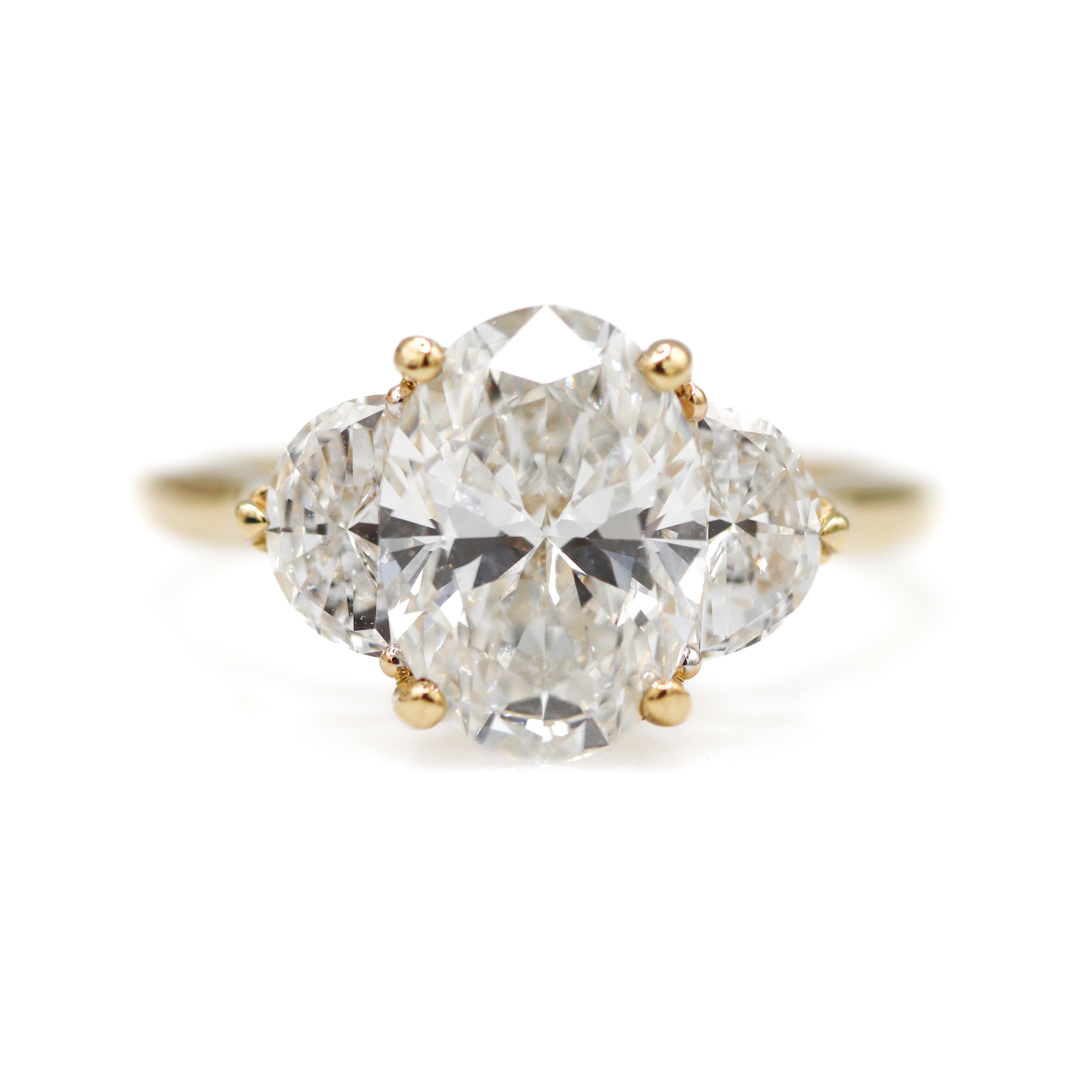 The "Sophia"-14K Yellow Gold 3.94 Ctw Oval-Cut Lab-Grown Diamond  3-Stone Engagement Ring