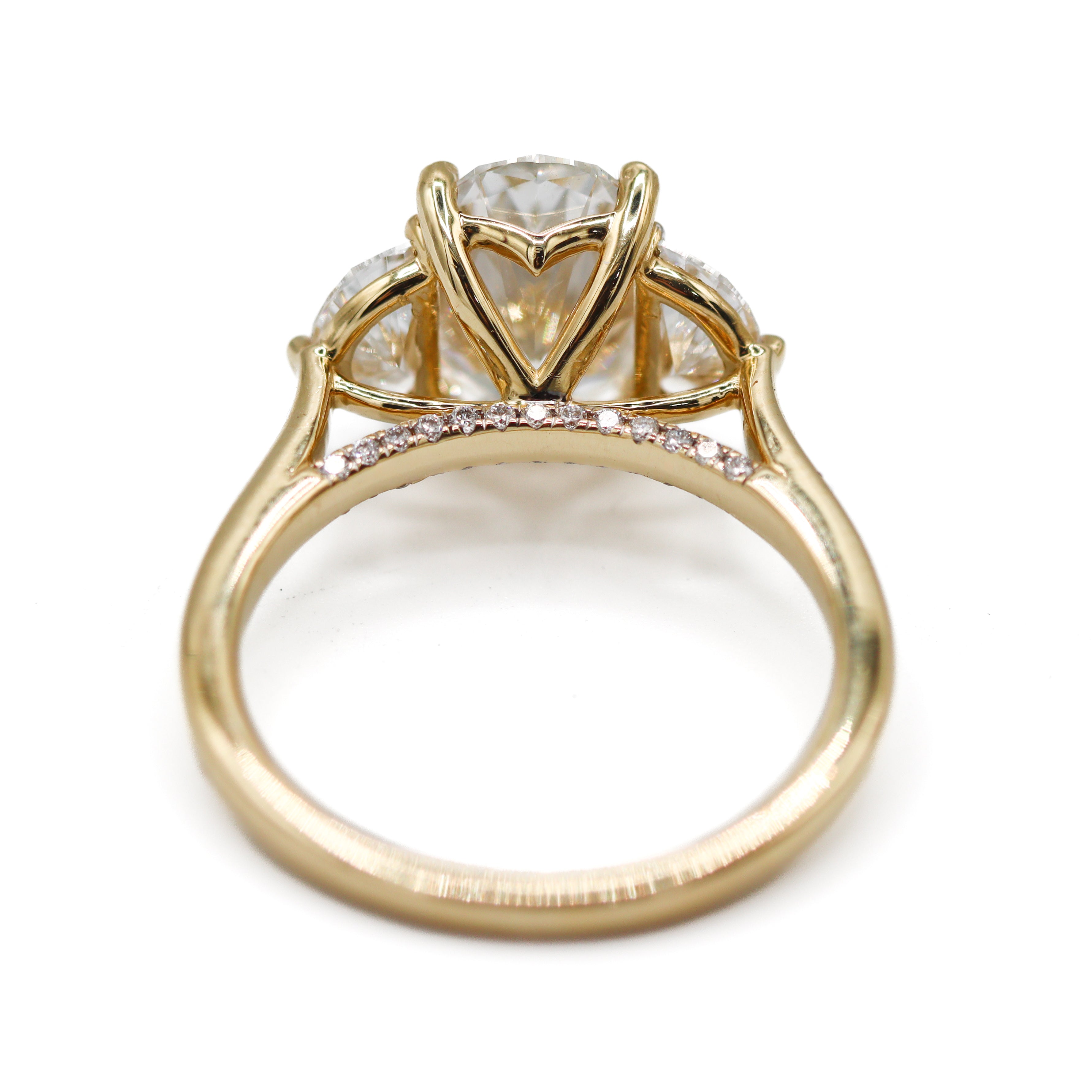 The "Sophia"-14K Yellow Gold 3.94CTW. Oval-Cut Lab-Grown Diamond 3-Stone Engagement Ring