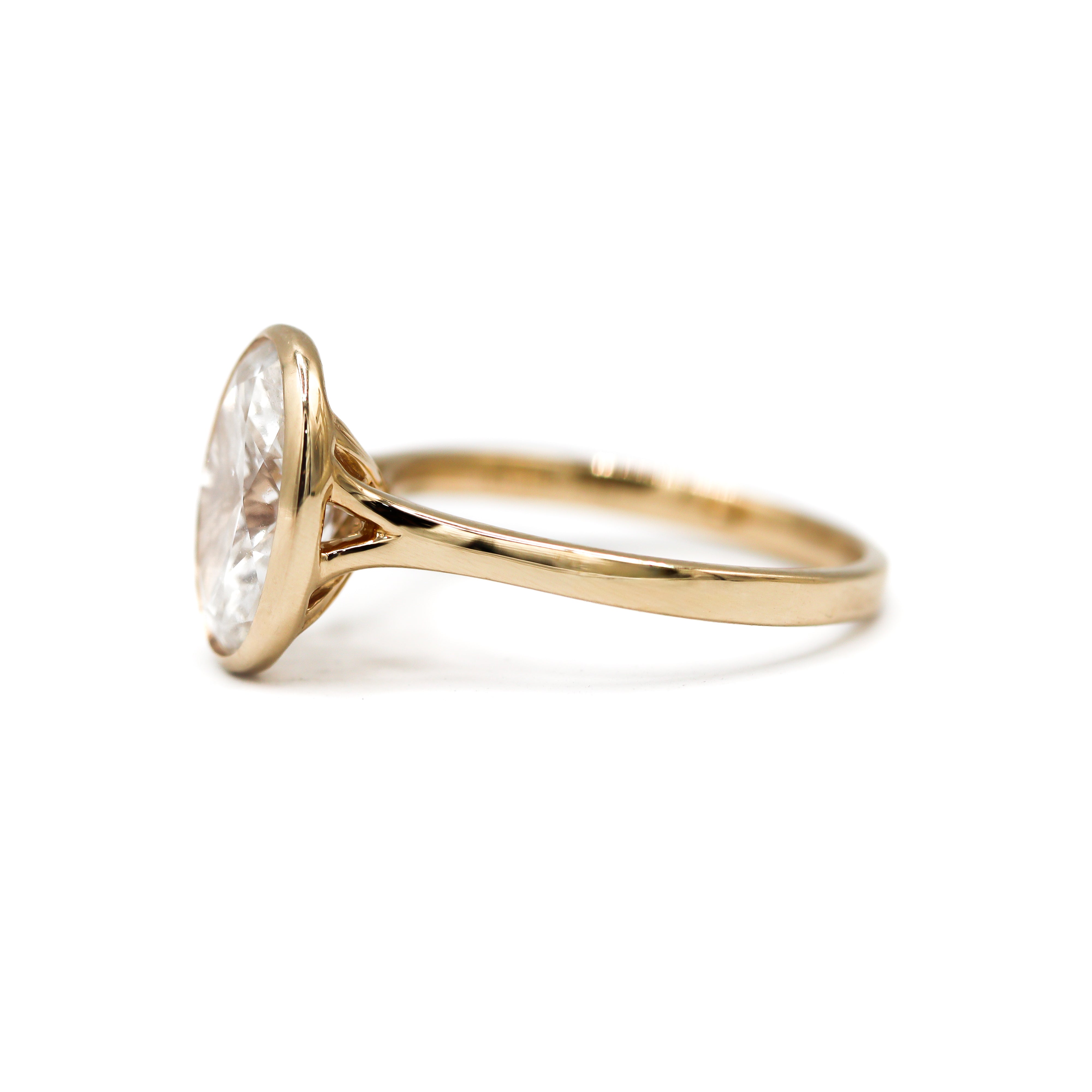 The "Diana" — 14K Yellow Gold Certified 3.01CT. Oval-Cut Lab-Grown Diamond Bezel-Set Engagement Ring