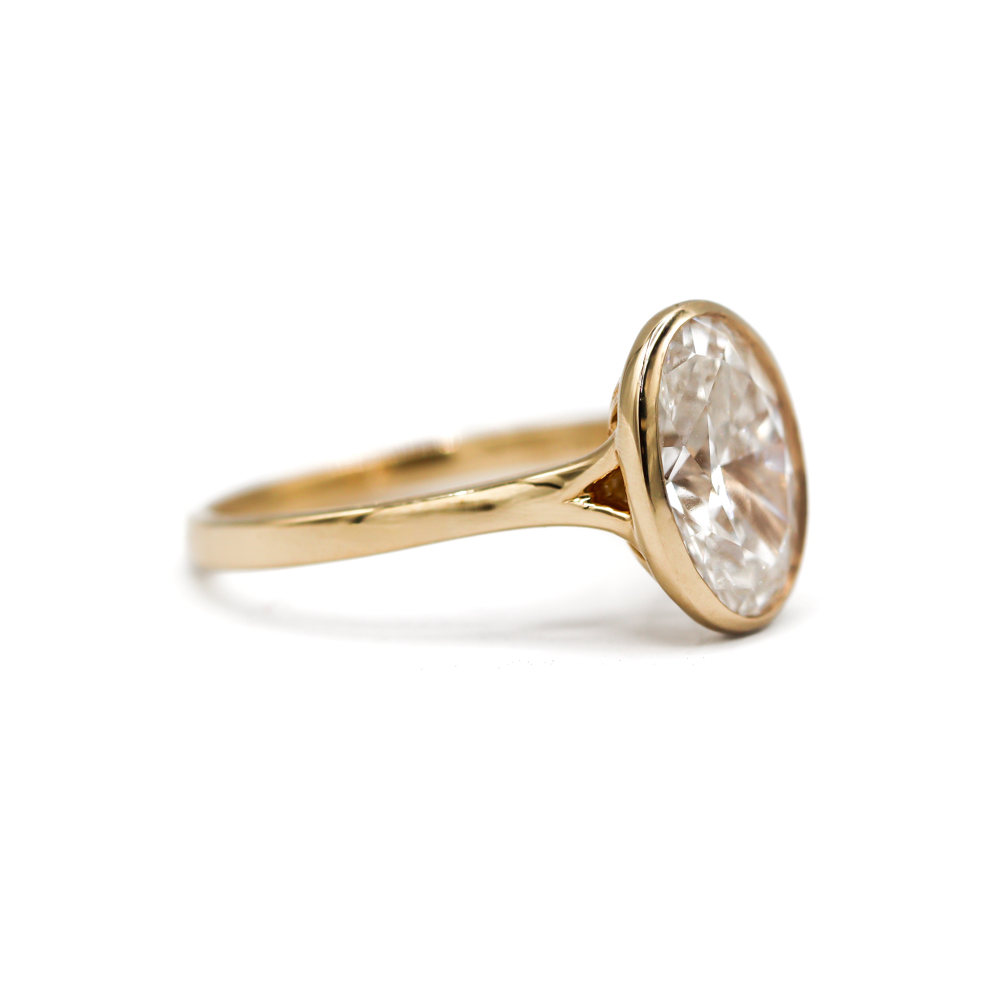 The "Diana" — 14K Yellow Gold Certified 3.01CT. Oval-Cut Lab-Grown Diamond Bezel-Set Engagement Ring